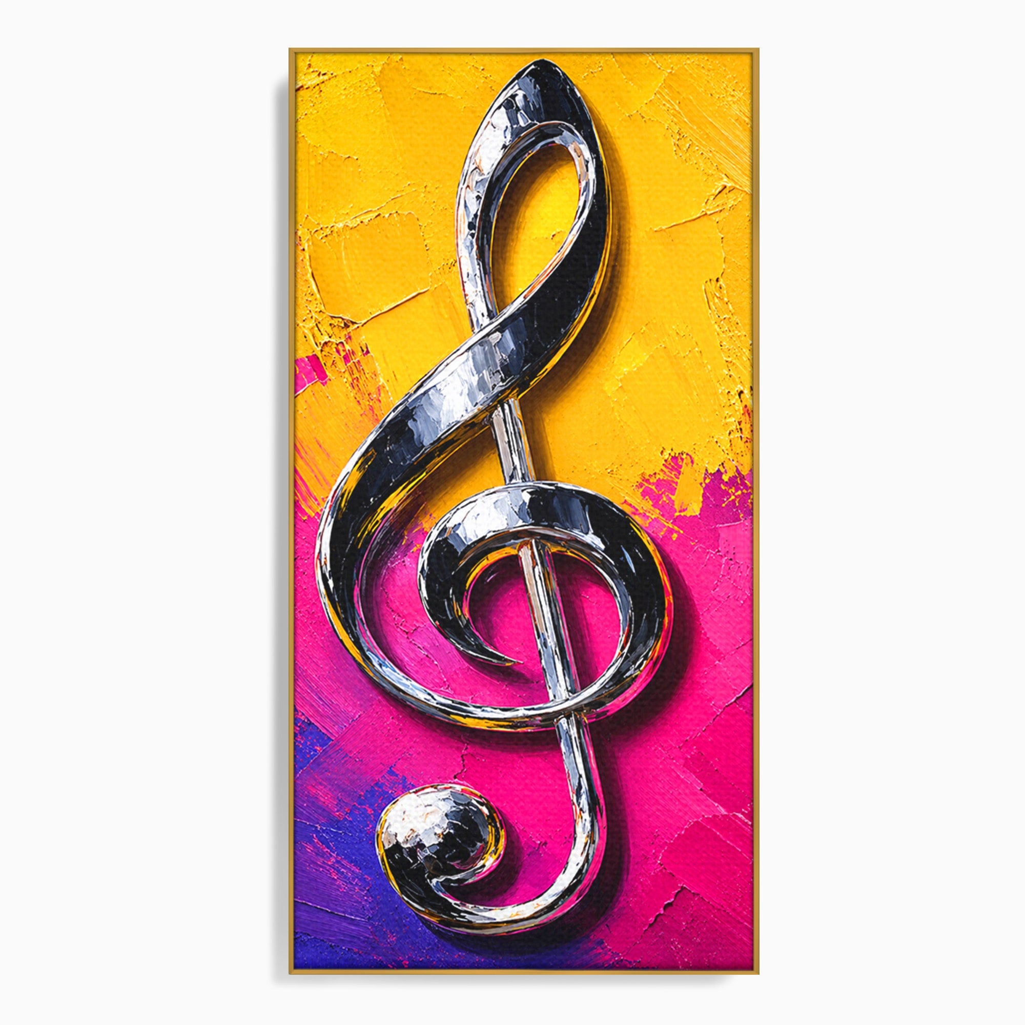 Tablou Canvas Premium LuxCanva® R1056, Cheie Sol Cromatica, Muzica, Arta Abstracta, Living, Culori Intense, Note Muzicale, Culori Vibrante