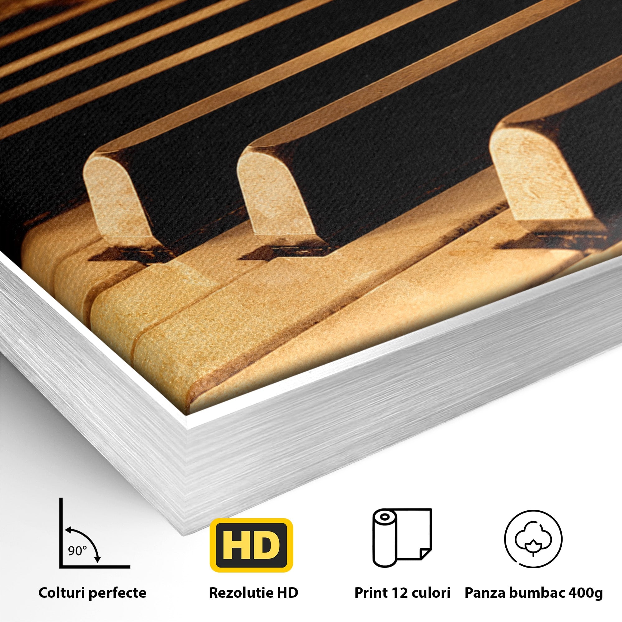 Tablou Canvas Premium LuxCanva® R1057, Pian Vintage, Pian, Muzica, Vintage, Arta, Birou, Living, Culori Vibrante