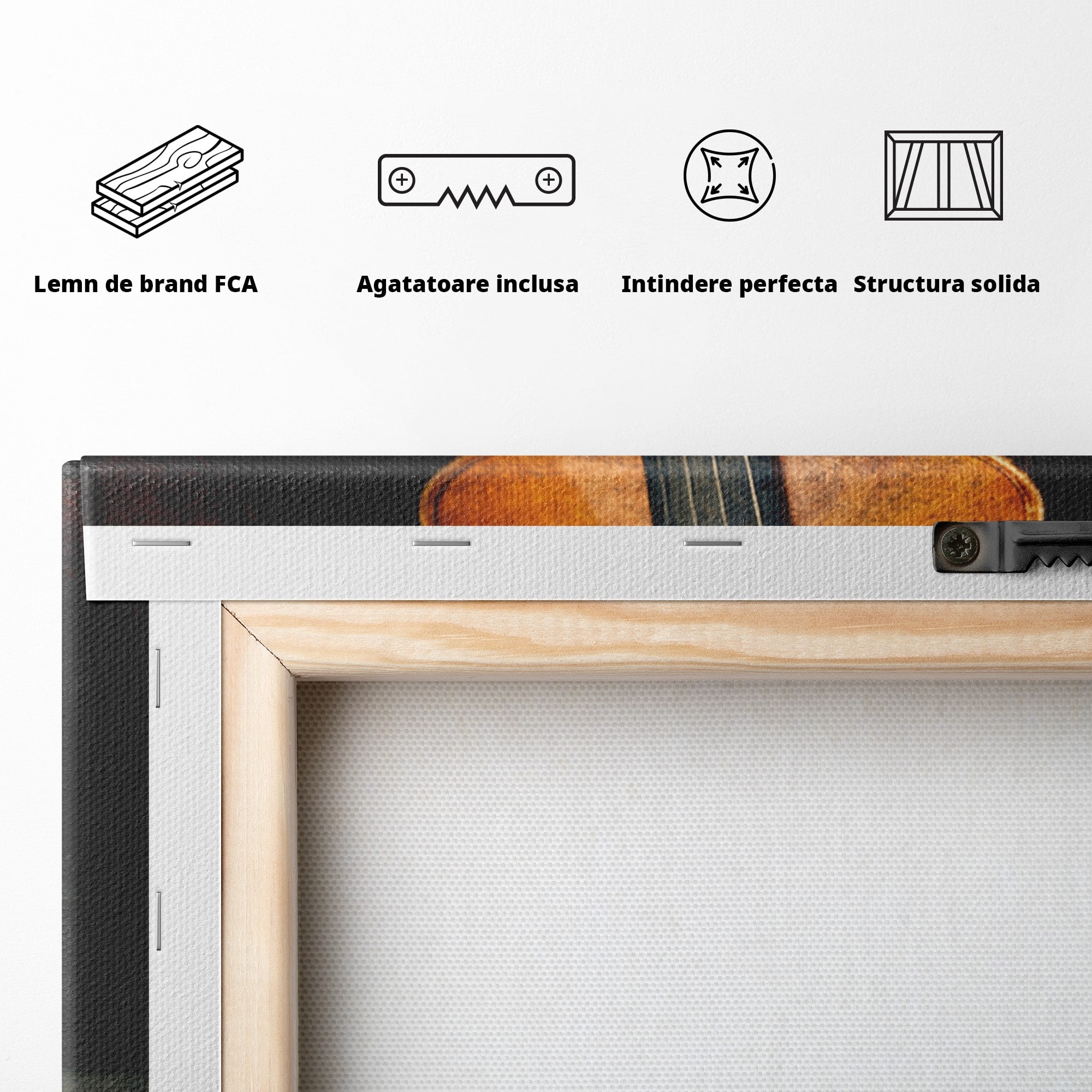 Tablou Canvas Premium LuxCanva® R1058, Vioara Pe Pian, Vioara, Pian, Muzica, Vintage, Living, Birou, Culori Vibrante