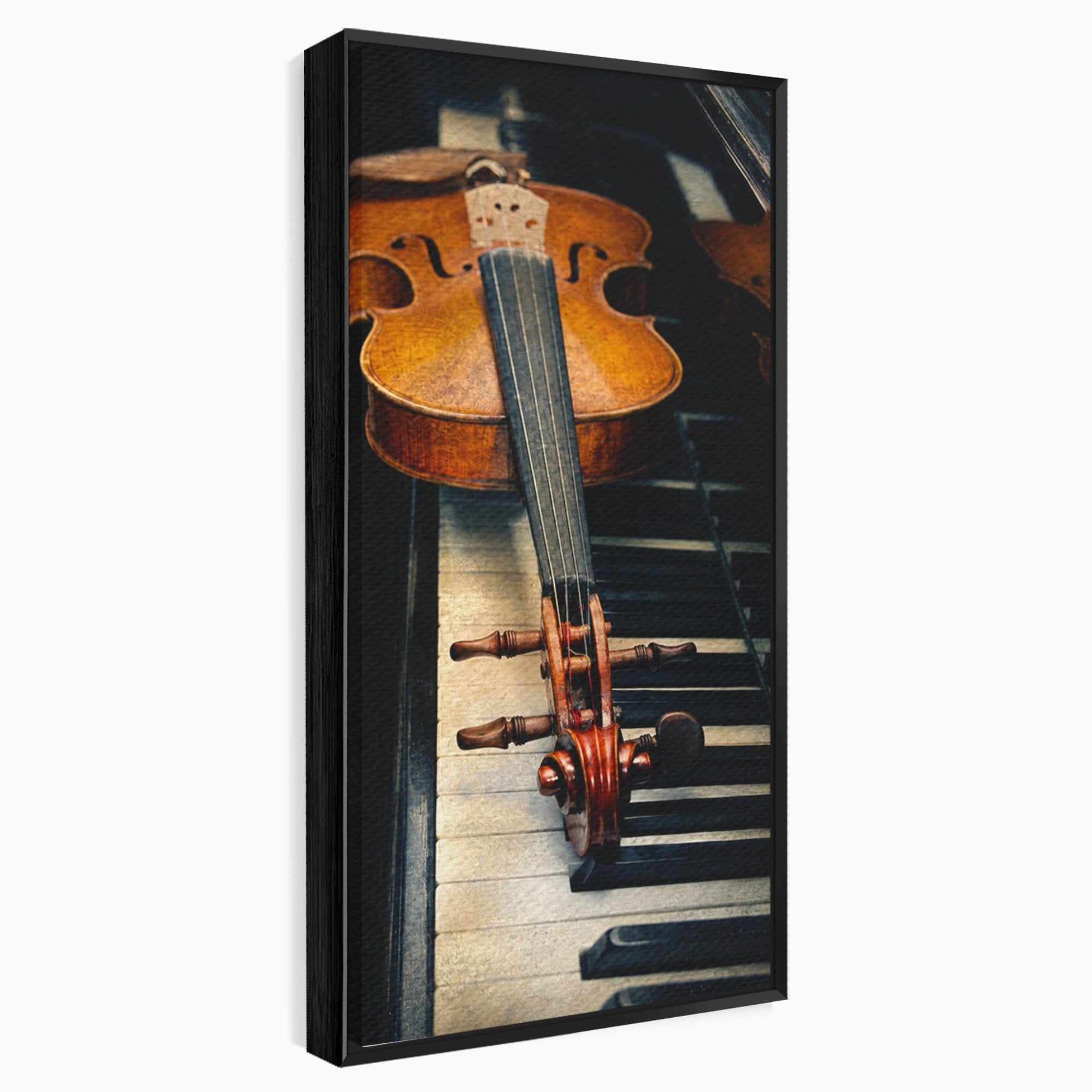 Tablou Canvas Premium LuxCanva® R1058, Vioara Pe Pian, Vioara, Pian, Muzica, Vintage, Living, Birou, Culori Vibrante