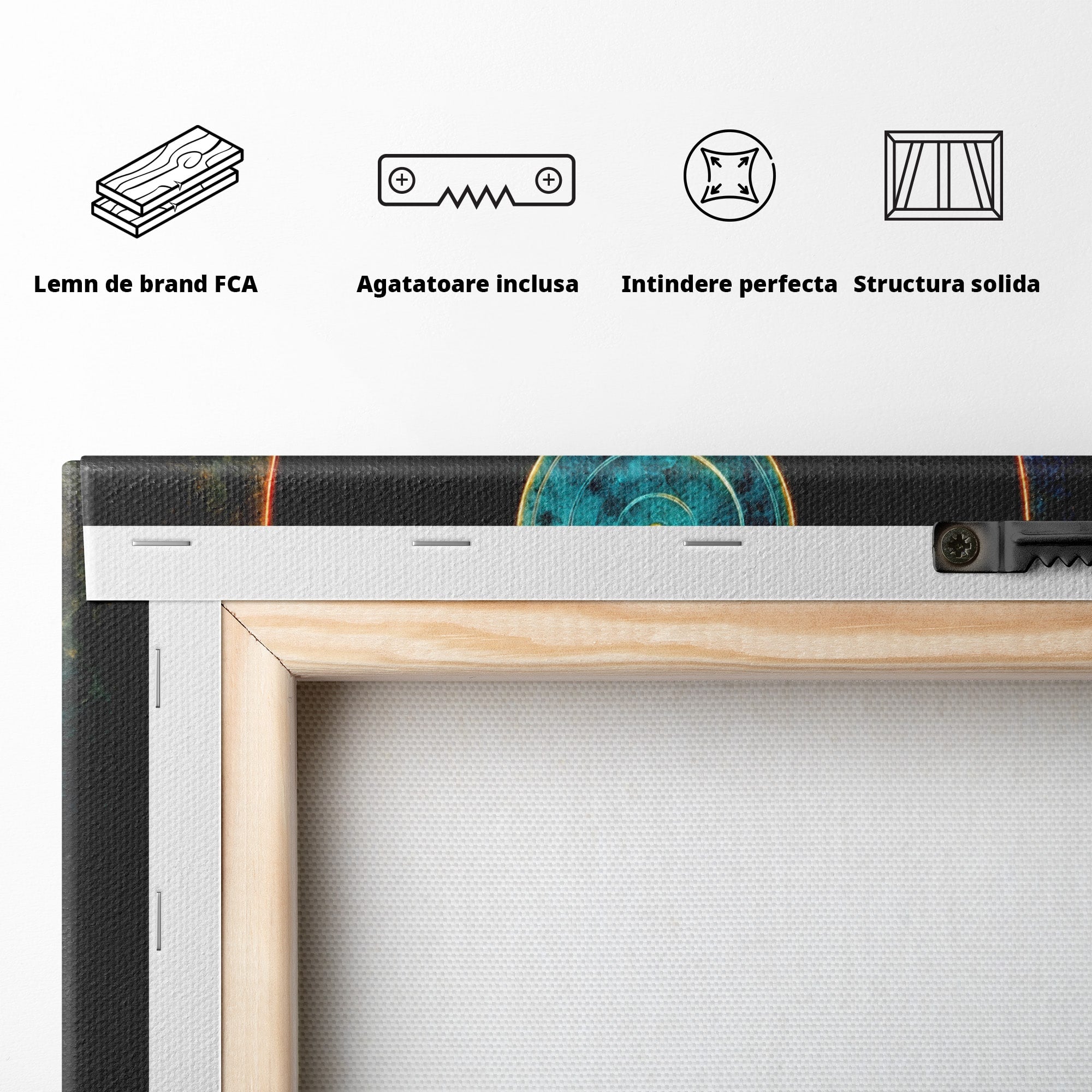 Tablou Canvas Premium LuxCanva® R1059, Vinil Cosmic, Vinil, Muzica, Arta Digitala, Maini, Living, Culori Vibrante