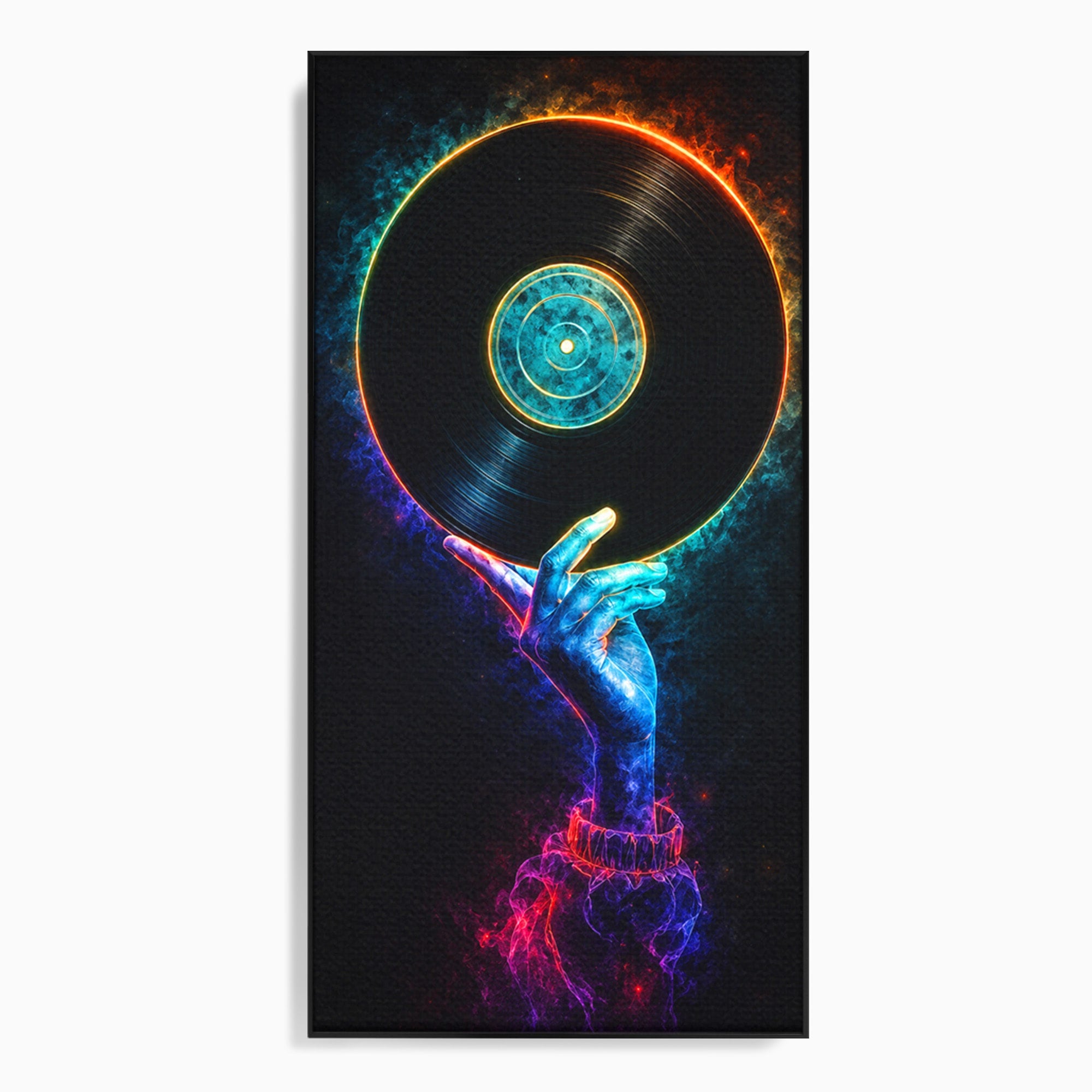 Tablou Canvas Premium LuxCanva® R1059, Vinil Cosmic, Vinil, Muzica, Arta Digitala, Maini, Living, Culori Vibrante