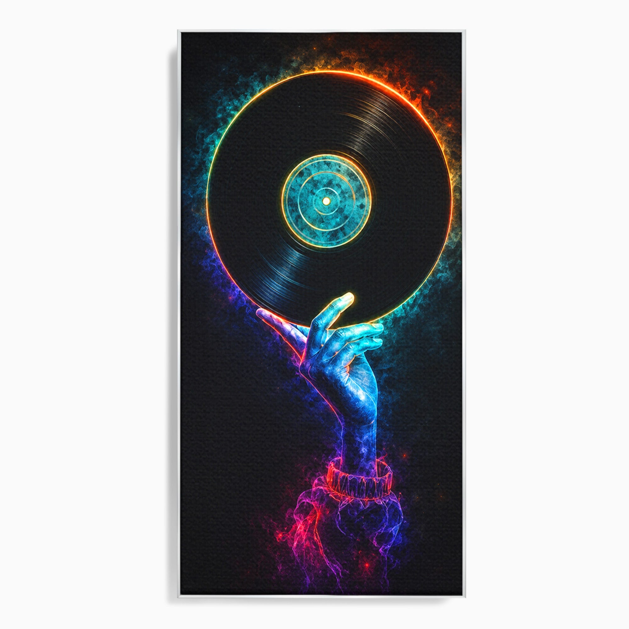 Tablou Canvas Premium LuxCanva® R1059, Vinil Cosmic, Vinil, Muzica, Arta Digitala, Maini, Living, Culori Vibrante
