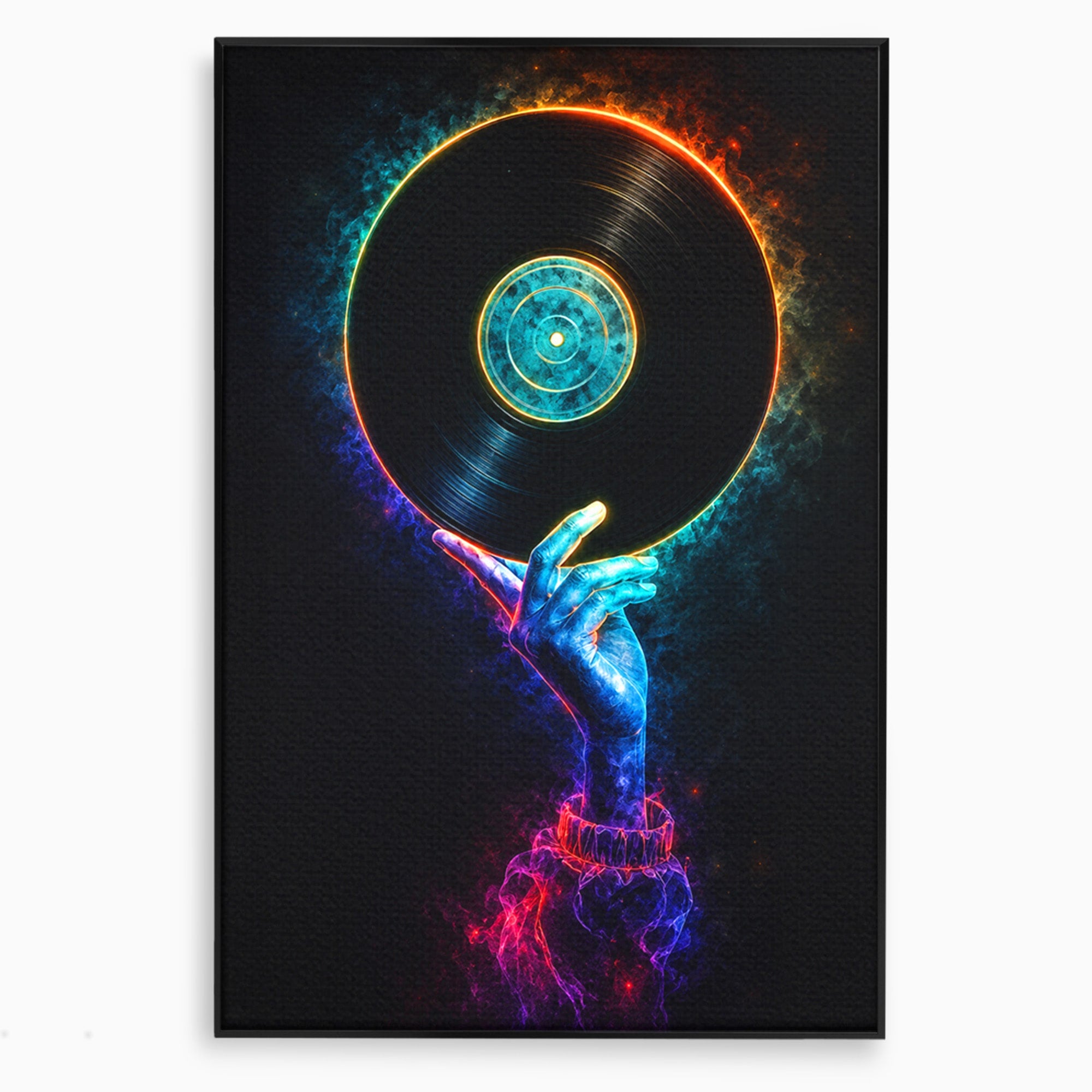 Tablou Canvas Premium LuxCanva® R1059, Vinil Cosmic, Vinil, Muzica, Arta Digitala, Maini, Living, Culori Vibrante