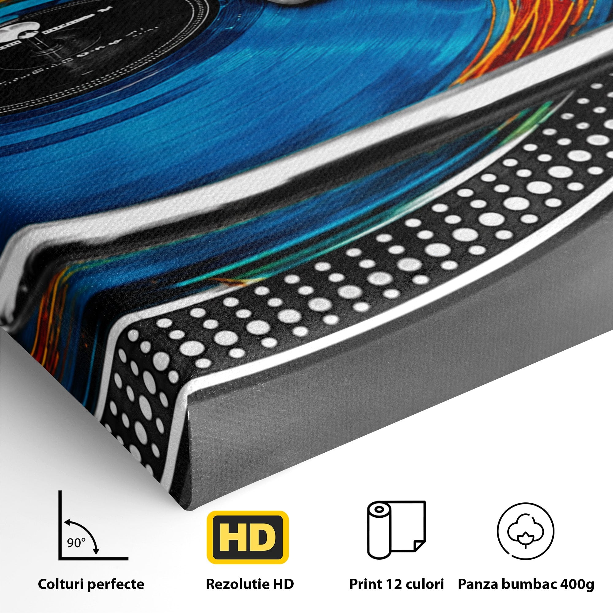 Tablou Canvas Premium LuxCanva® R1060, DJ La Platane, DJ, Muzica, Vinil, Mana, Living, Modern, Energetic, Culori Vibrante