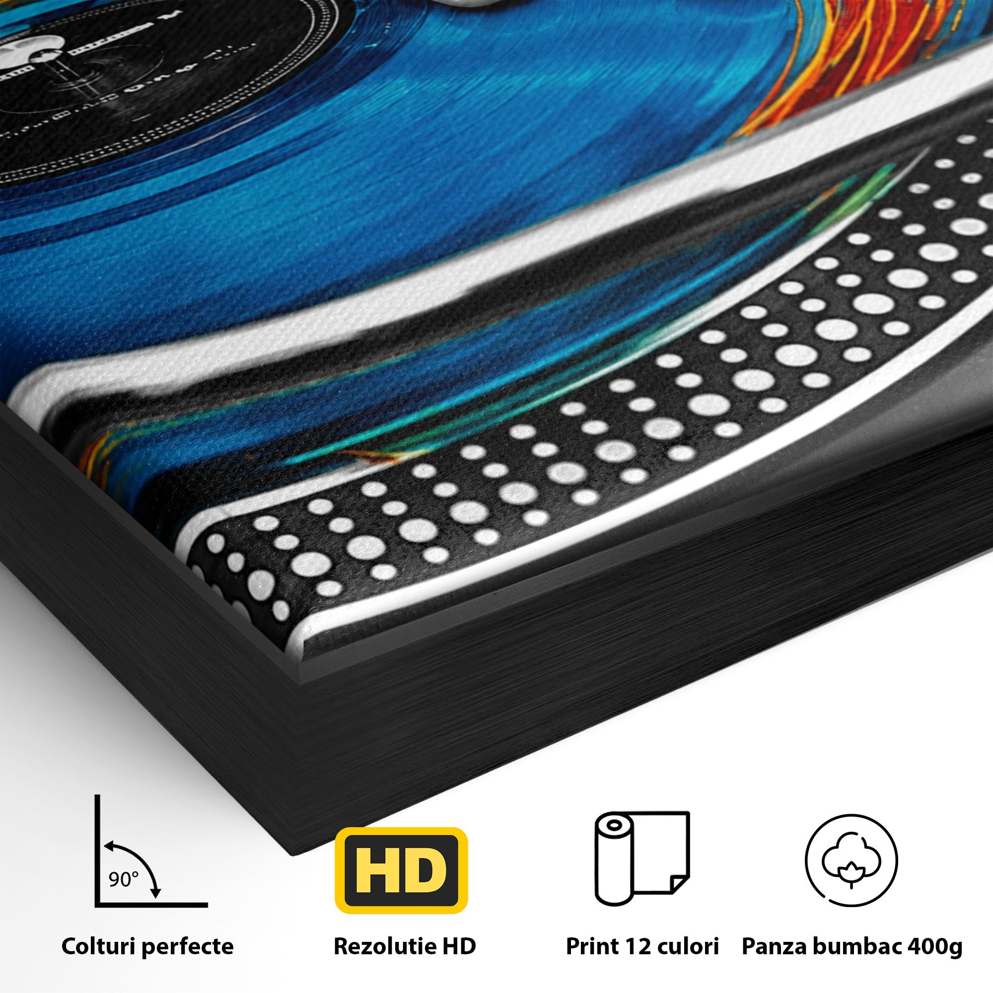Tablou Canvas Premium LuxCanva® R1060, DJ La Platane, DJ, Muzica, Vinil, Mana, Living, Modern, Energetic, Culori Vibrante