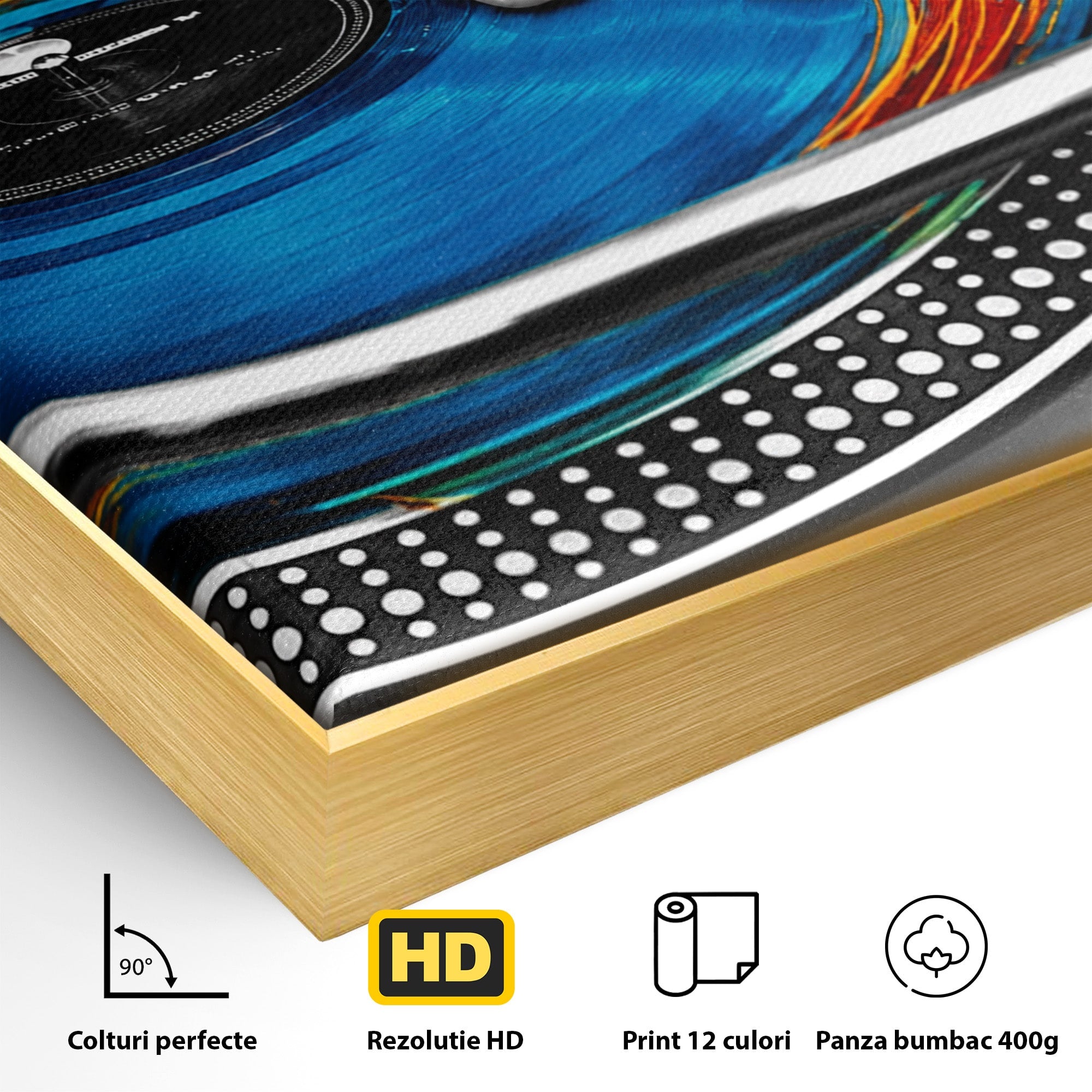 Tablou Canvas Premium LuxCanva® R1060, DJ La Platane, DJ, Muzica, Vinil, Mana, Living, Modern, Energetic, Culori Vibrante