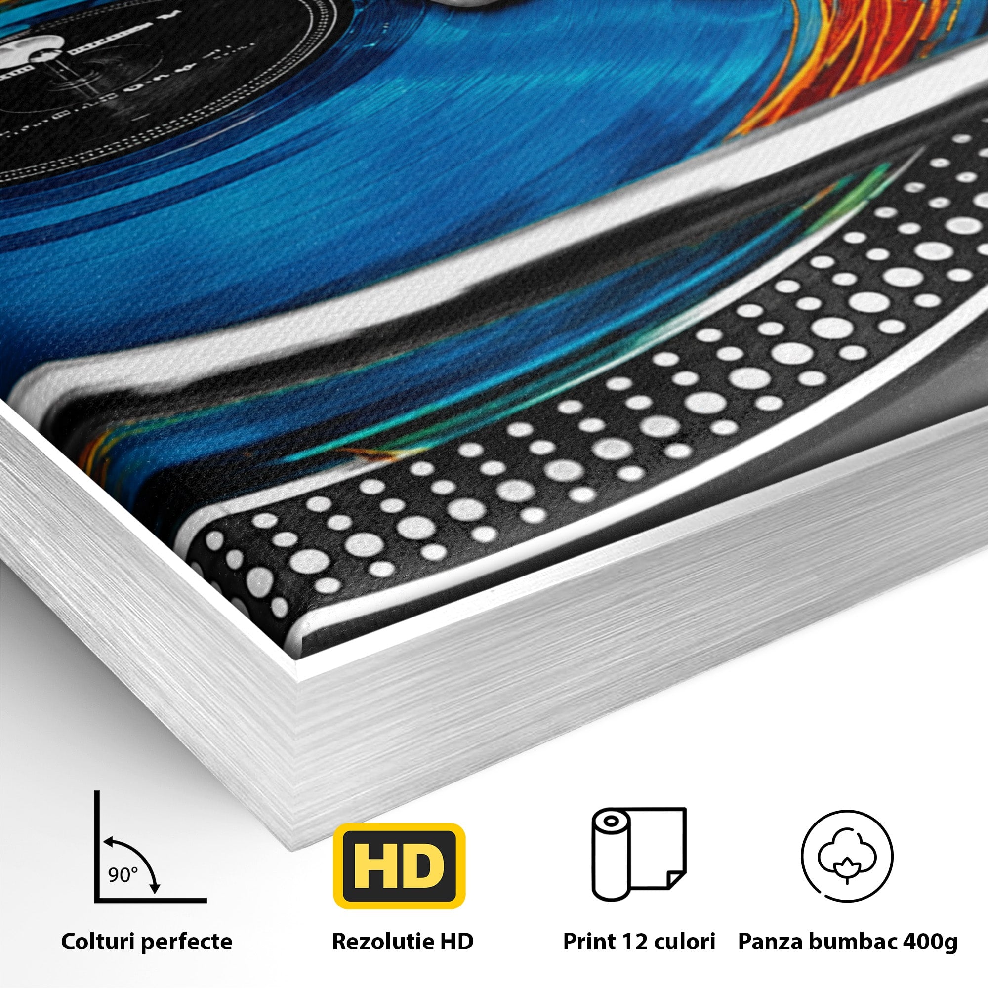 Tablou Canvas Premium LuxCanva® R1060, DJ La Platane, DJ, Muzica, Vinil, Mana, Living, Modern, Energetic, Culori Vibrante