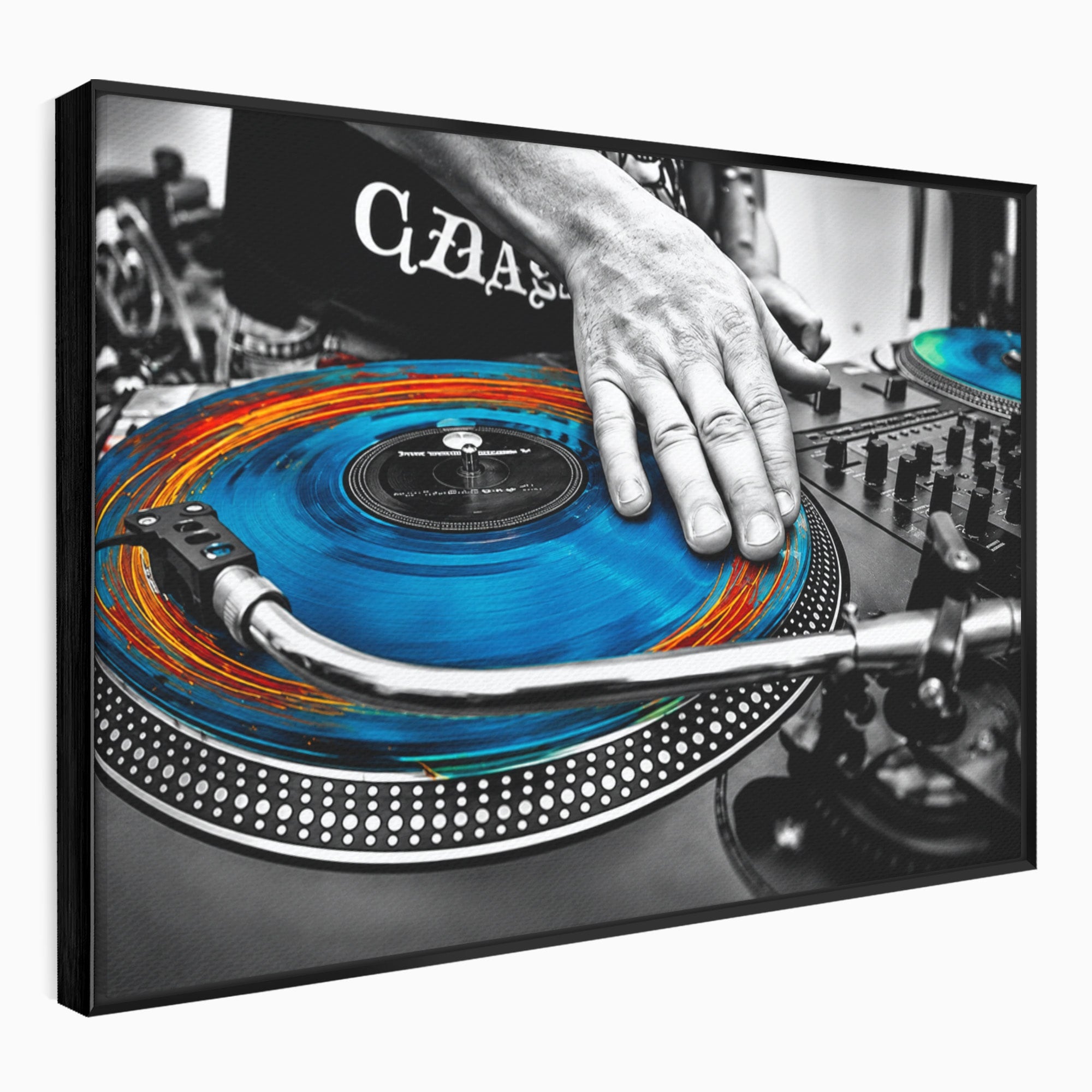 Tablou Canvas Premium LuxCanva® R1060, DJ La Platane, DJ, Muzica, Vinil, Mana, Living, Modern, Energetic, Culori Vibrante