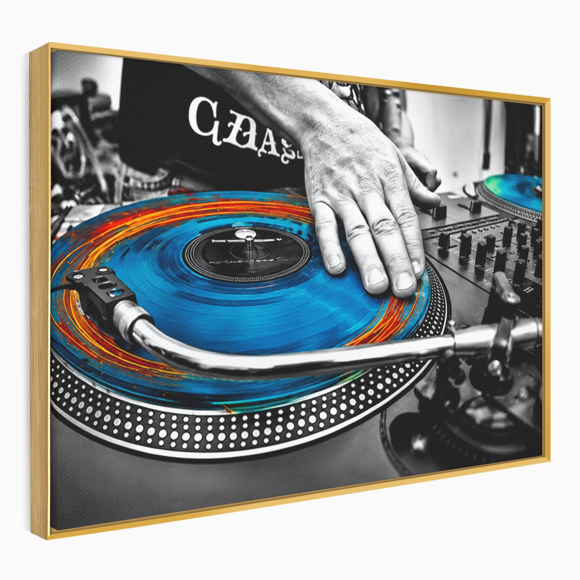 Tablou Canvas Premium LuxCanva® R1060, DJ La Platane, DJ, Muzica, Vinil, Mana, Living, Modern, Energetic, Culori Vibrante
