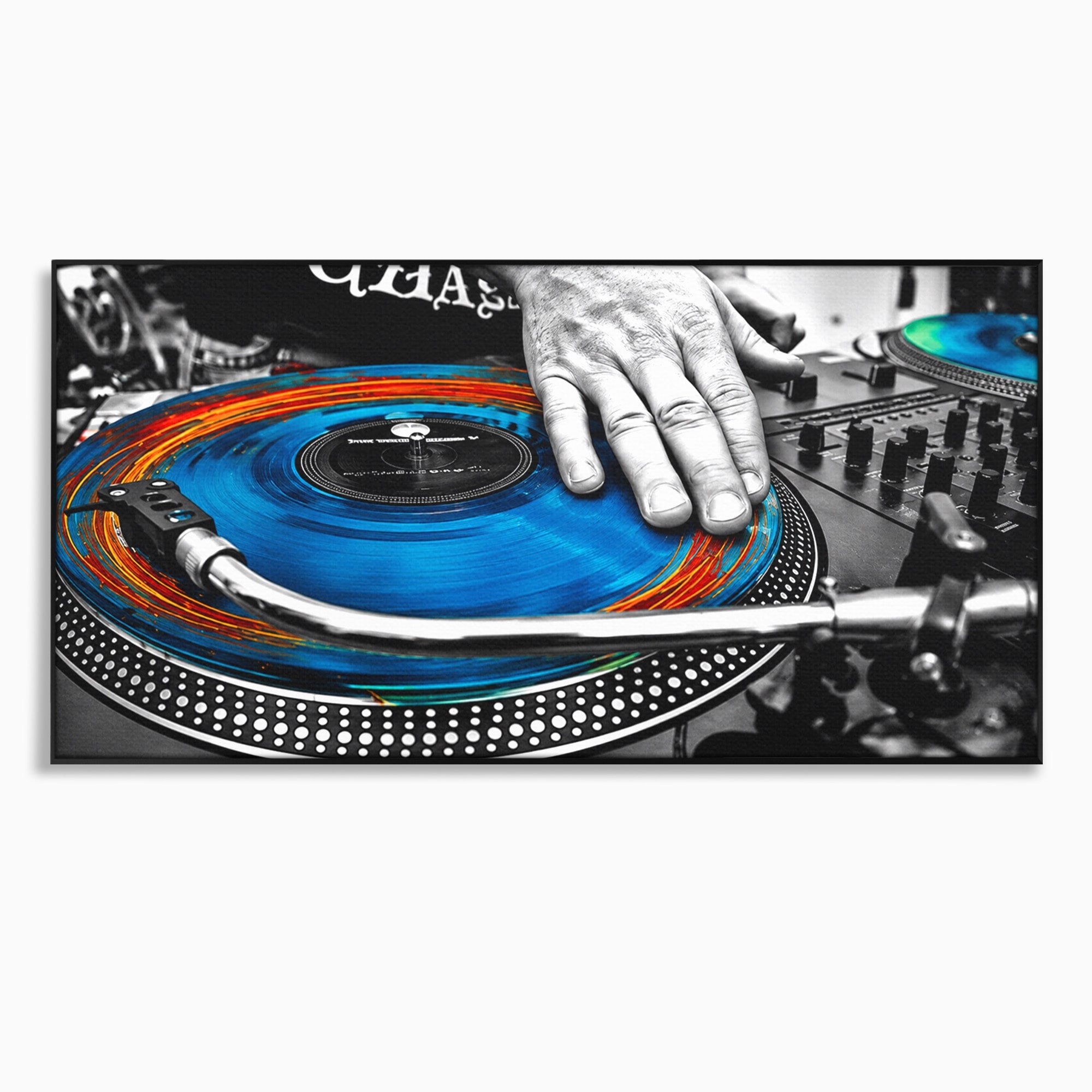 Tablou Canvas Premium LuxCanva® R1060, DJ La Platane, DJ, Muzica, Vinil, Mana, Living, Modern, Energetic, Culori Vibrante