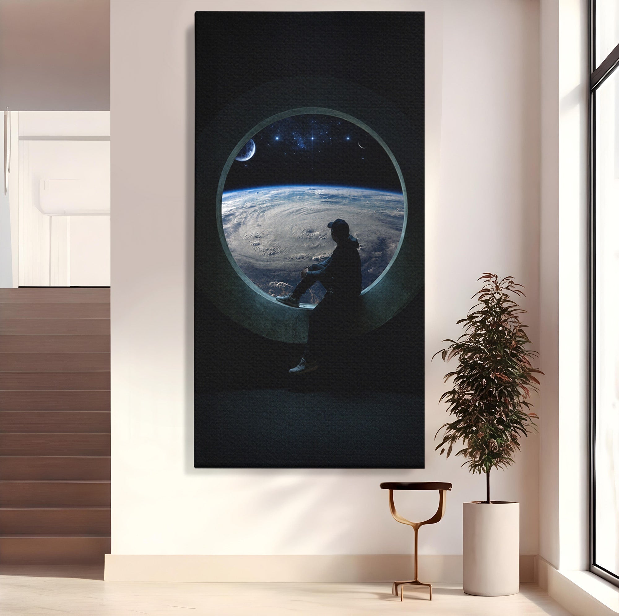 Tablou Canvas Premium LuxCanva® S1000, Privind Spre Univers, Univers, Spatiu, Astronomie, Contemplare, Dormitor, Culori Vibrante