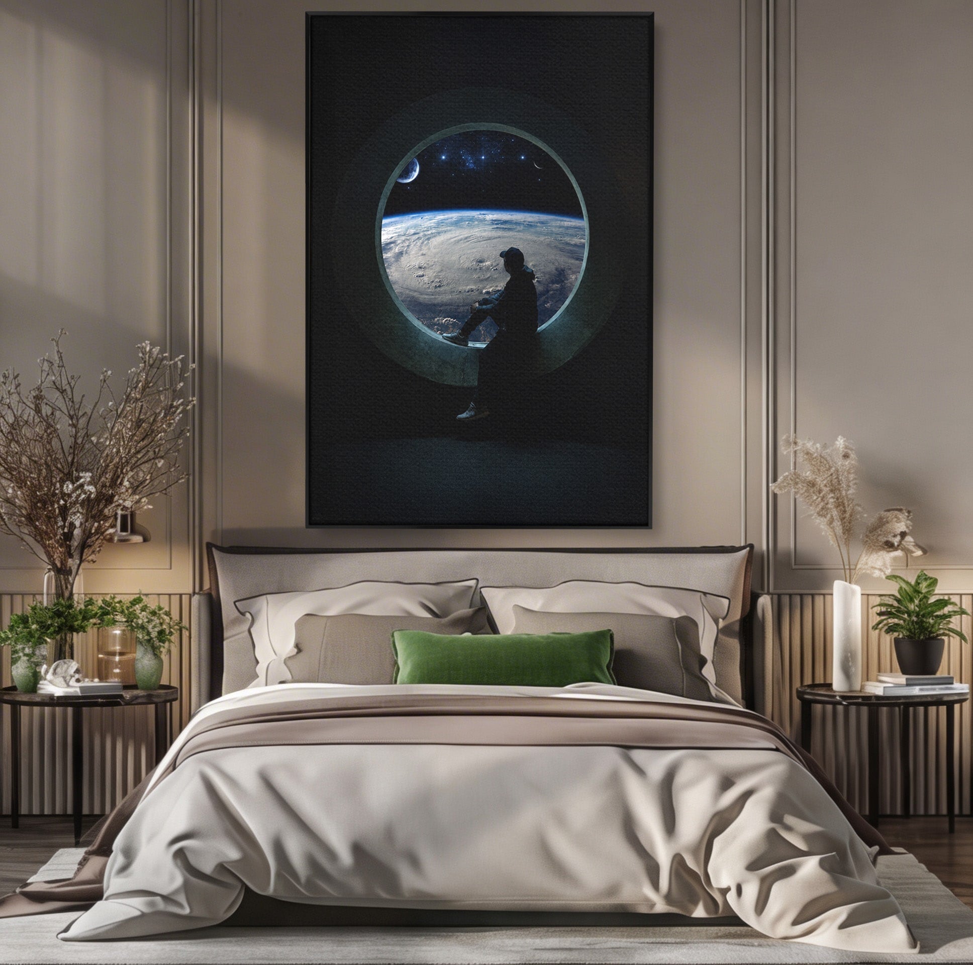 Tablou Canvas Premium LuxCanva® S1000, Privind Spre Univers, Univers, Spatiu, Astronomie, Contemplare, Dormitor, Culori Vibrante