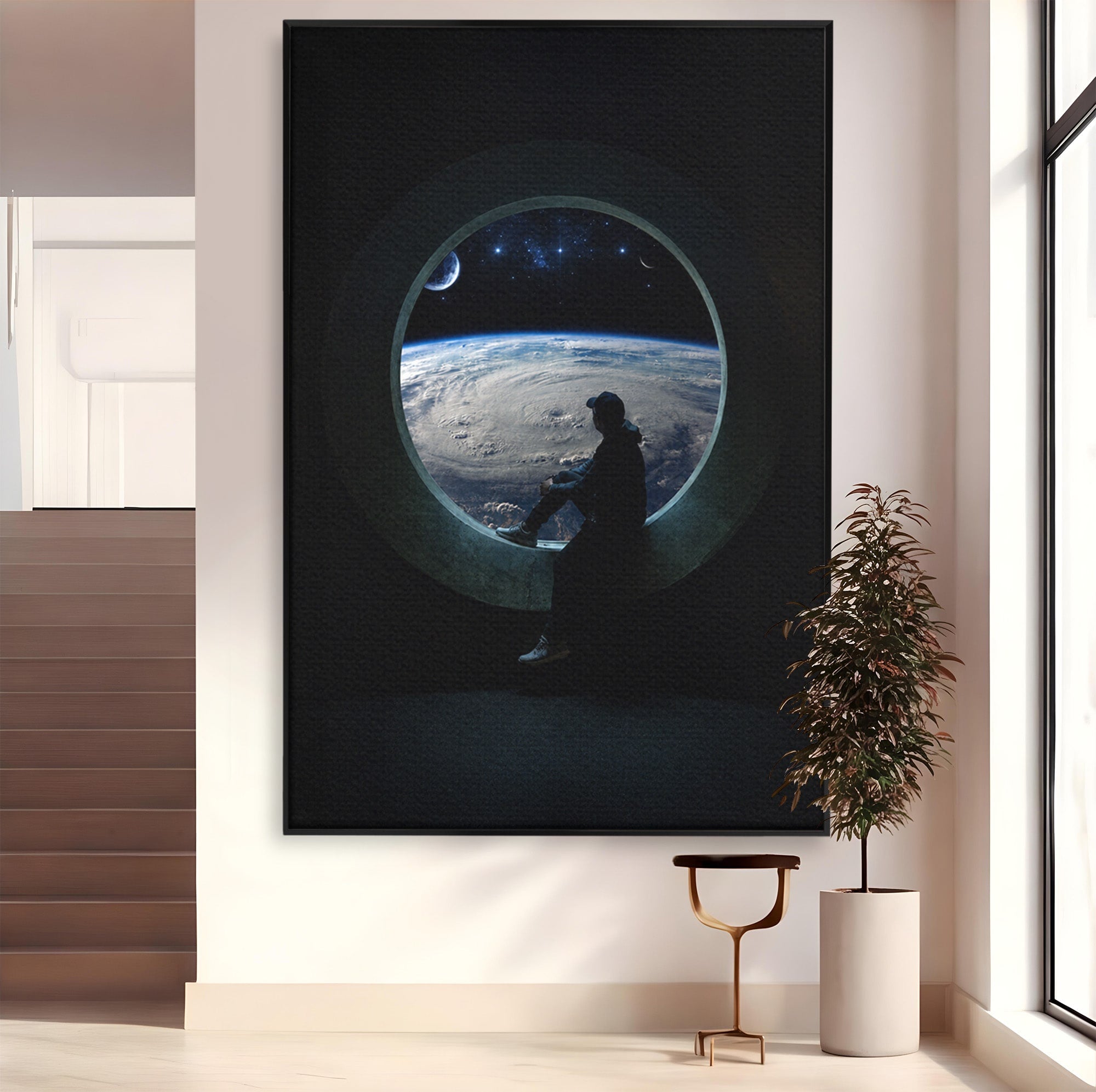 Tablou Canvas Premium LuxCanva® S1000, Privind Spre Univers, Univers, Spatiu, Astronomie, Contemplare, Dormitor, Culori Vibrante