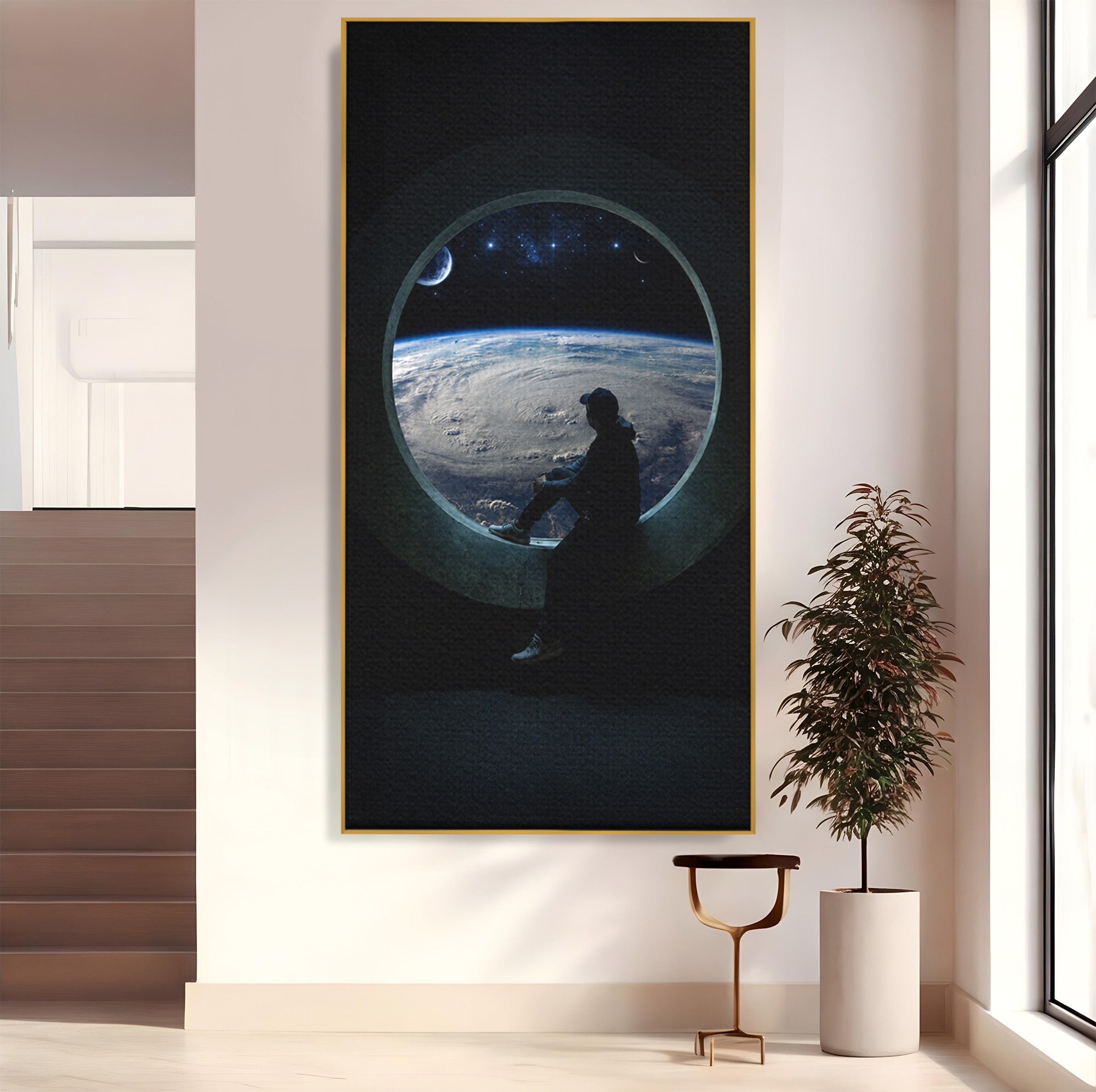 Tablou Canvas Premium LuxCanva® S1000, Privind Spre Univers, Univers, Spatiu, Astronomie, Contemplare, Dormitor, Culori Vibrante