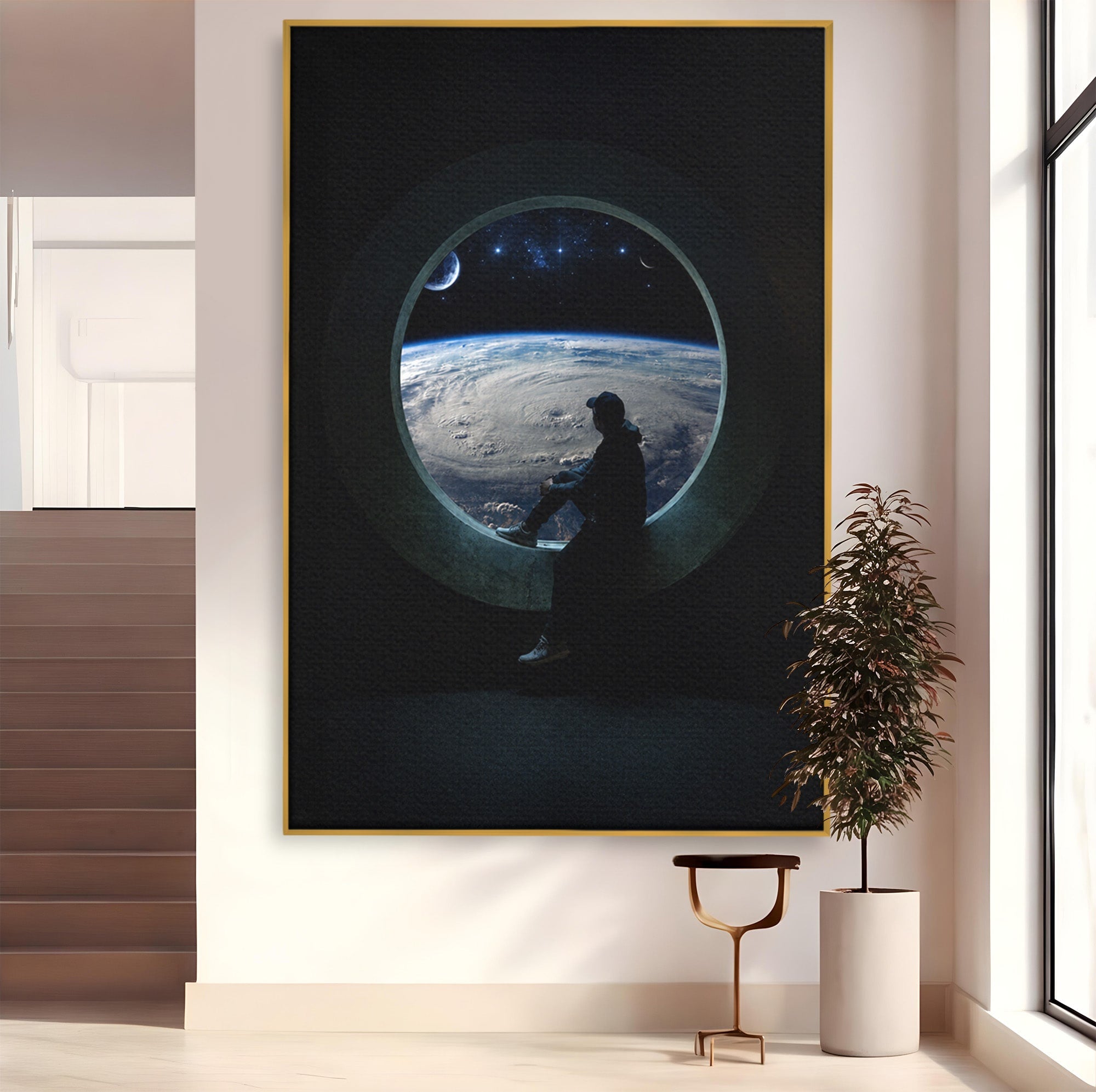 Tablou Canvas Premium LuxCanva® S1000, Privind Spre Univers, Univers, Spatiu, Astronomie, Contemplare, Dormitor, Culori Vibrante