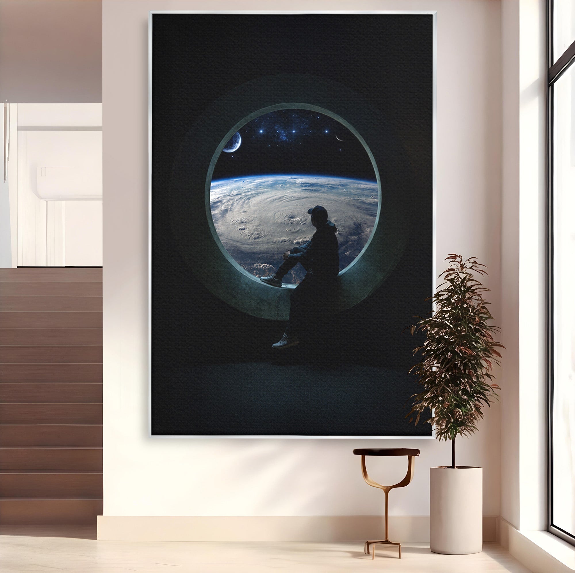 Tablou Canvas Premium LuxCanva® S1000, Privind Spre Univers, Univers, Spatiu, Astronomie, Contemplare, Dormitor, Culori Vibrante