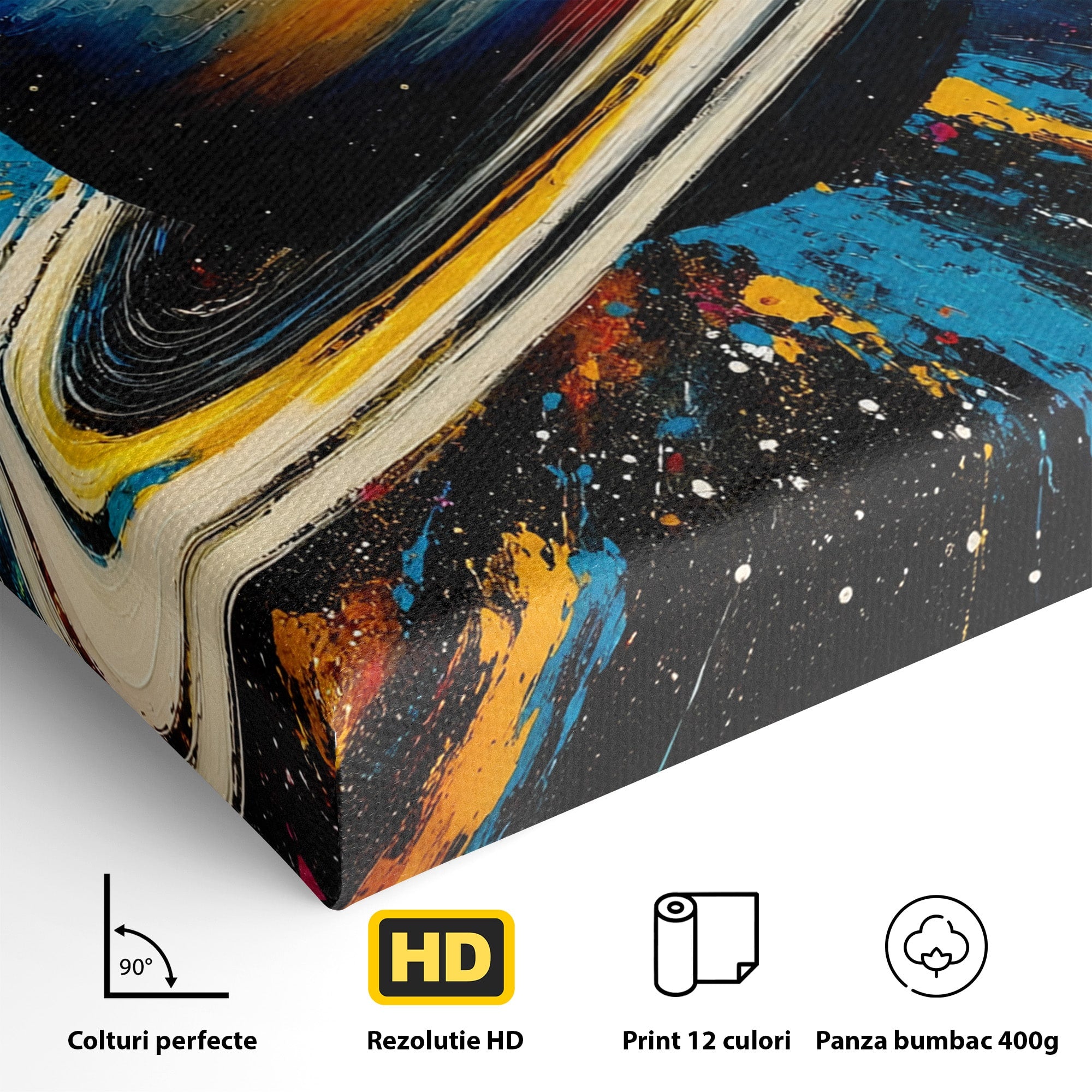 Tablou Canvas Premium LuxCanva® S1001, Inelul Cosmic, Planeta, Spatiu, Abstract, Univers, Living, Culori Vibrante