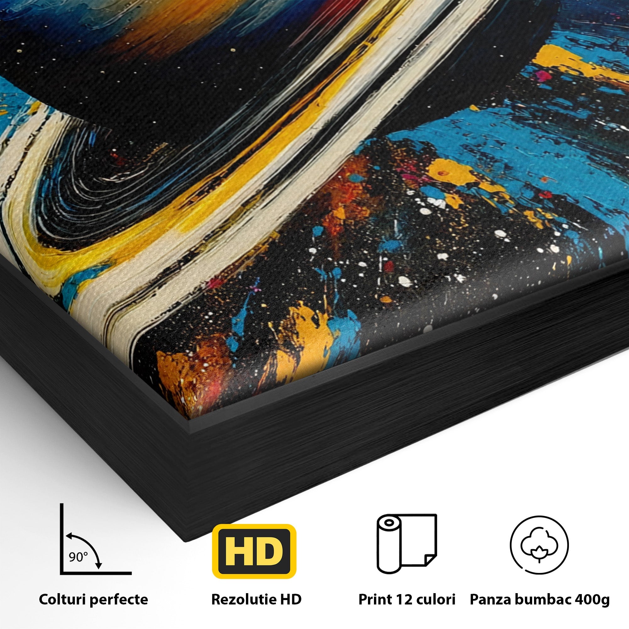 Tablou Canvas Premium LuxCanva® S1001, Inelul Cosmic, Planeta, Spatiu, Abstract, Univers, Living, Culori Vibrante