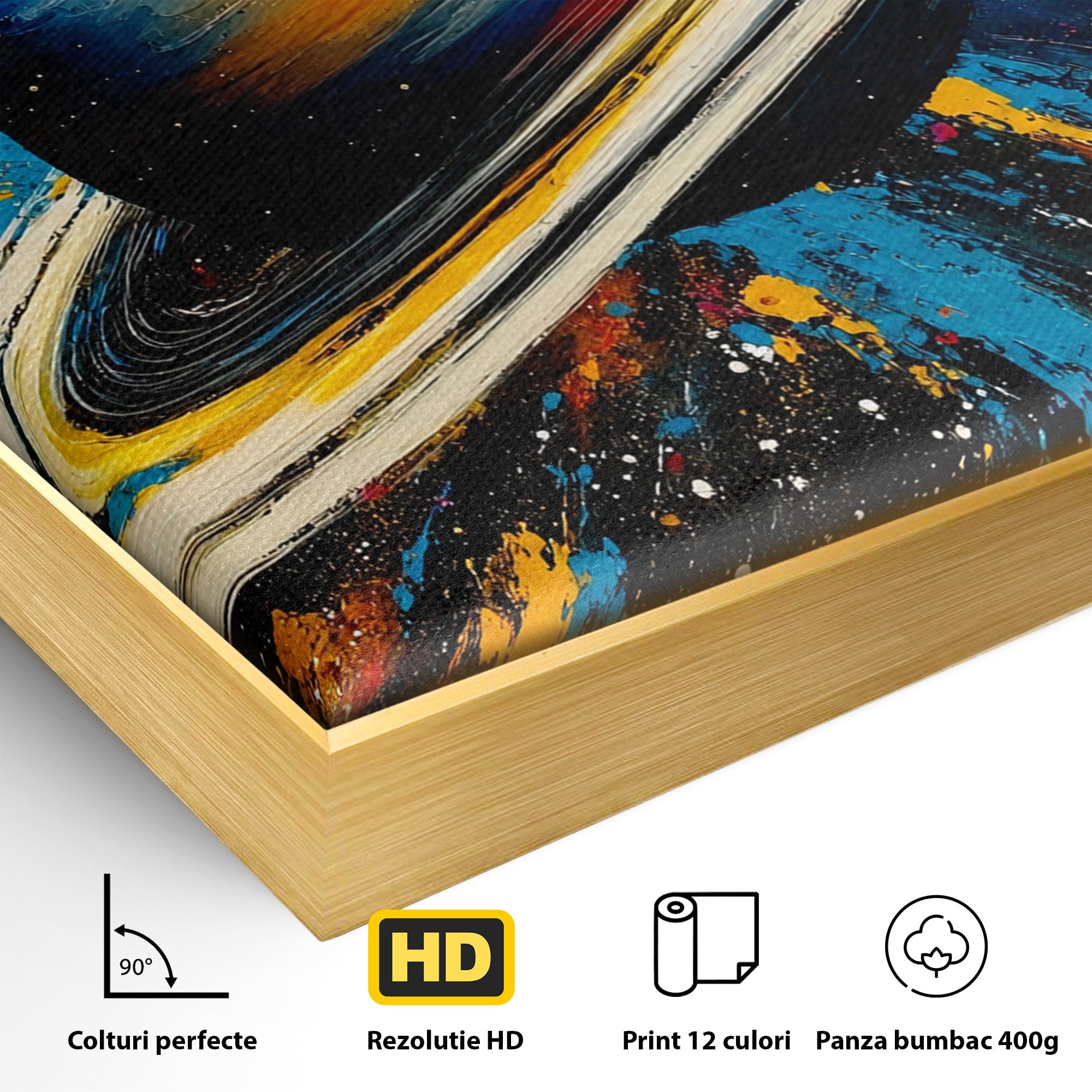Tablou Canvas Premium LuxCanva® S1001, Inelul Cosmic, Planeta, Spatiu, Abstract, Univers, Living, Culori Vibrante