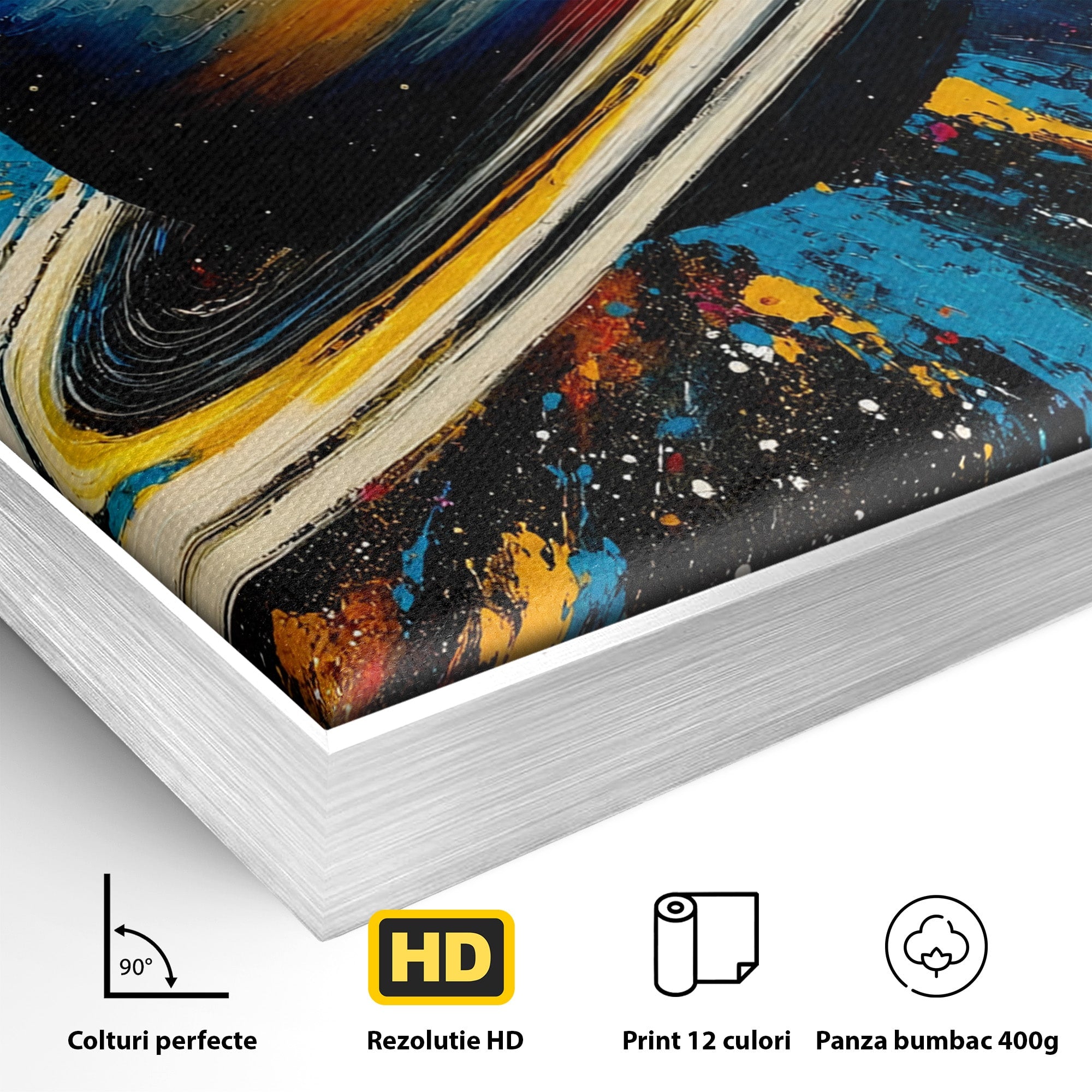 Tablou Canvas Premium LuxCanva® S1001, Inelul Cosmic, Planeta, Spatiu, Abstract, Univers, Living, Culori Vibrante