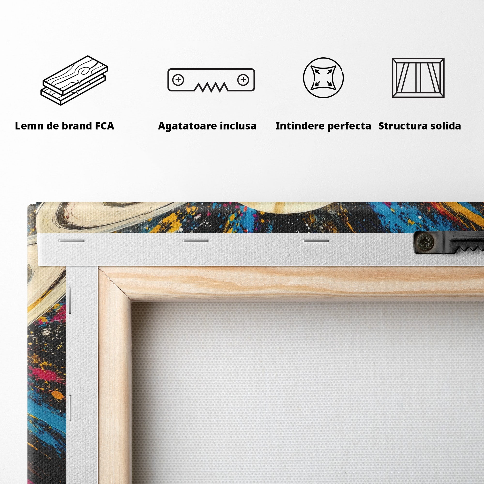 Tablou Canvas Premium LuxCanva® S1001, Inelul Cosmic, Planeta, Spatiu, Abstract, Univers, Living, Culori Vibrante
