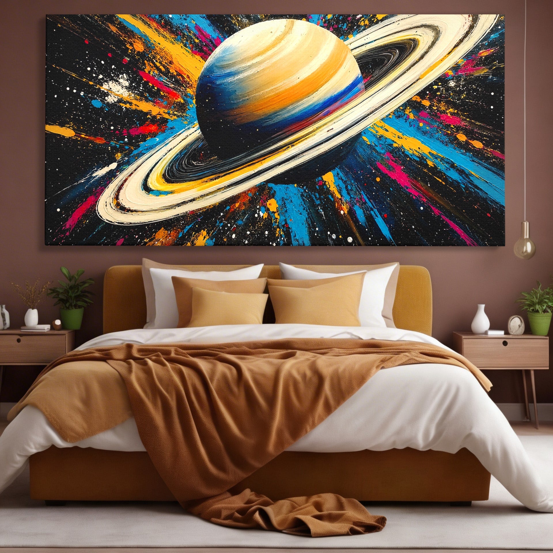 Tablou Canvas Premium LuxCanva® S1001, Inelul Cosmic, Planeta, Spatiu, Abstract, Univers, Living, Culori Vibrante