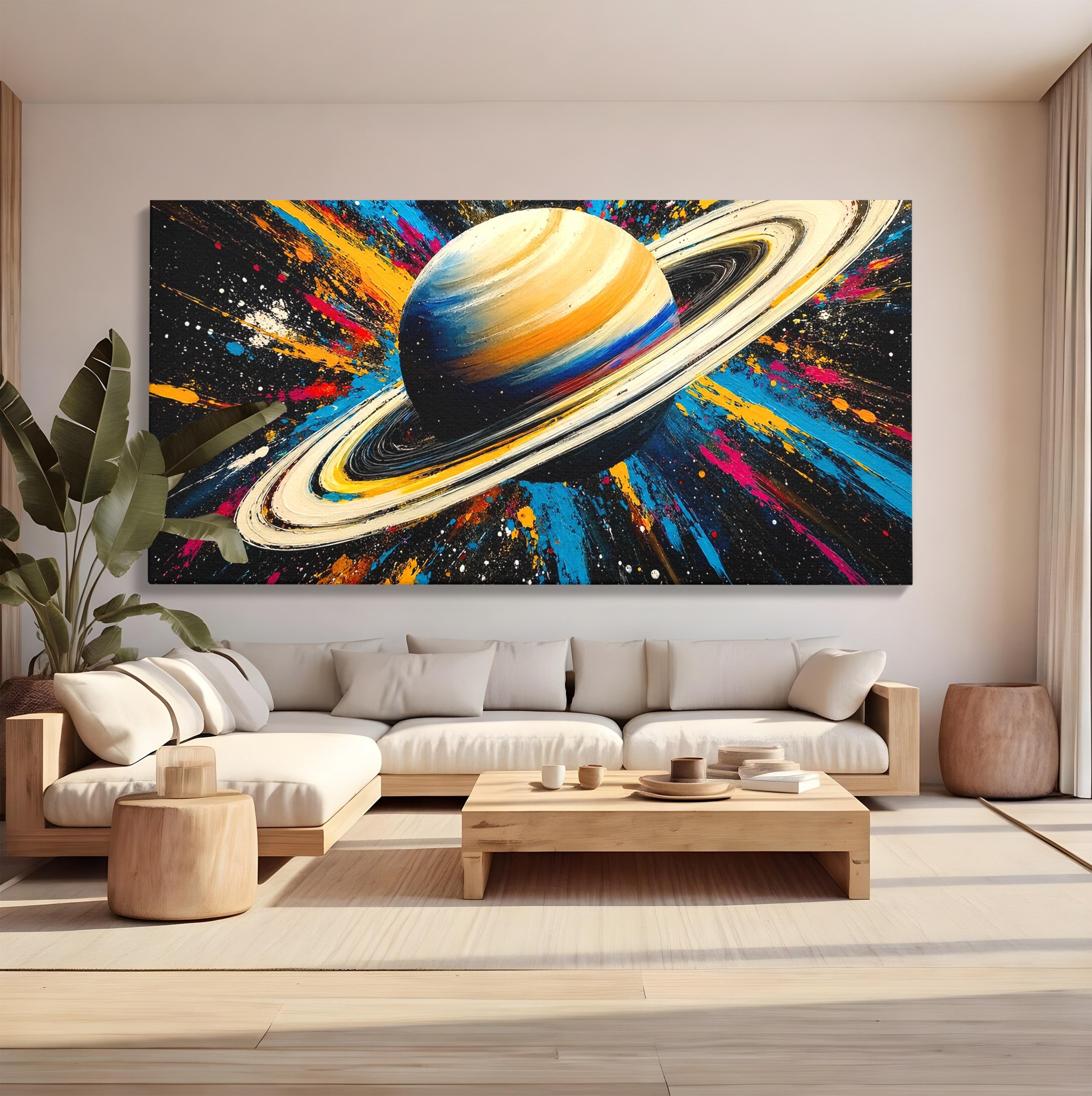 Tablou Canvas Premium LuxCanva® S1001, Inelul Cosmic, Planeta, Spatiu, Abstract, Univers, Living, Culori Vibrante