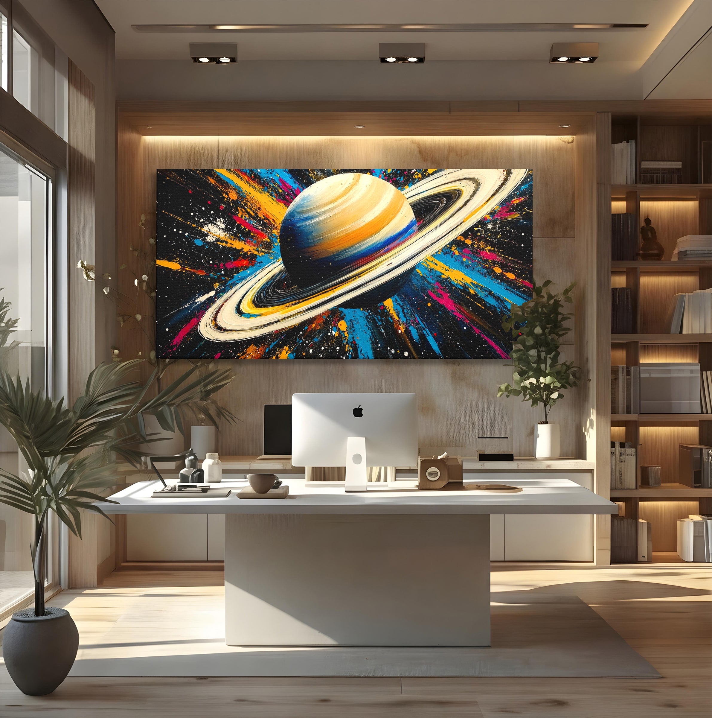 Tablou Canvas Premium LuxCanva® S1001, Inelul Cosmic, Planeta, Spatiu, Abstract, Univers, Living, Culori Vibrante