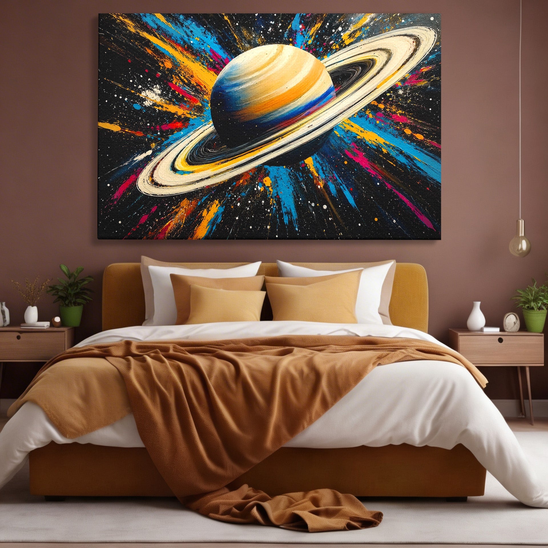 Tablou Canvas Premium LuxCanva® S1001, Inelul Cosmic, Planeta, Spatiu, Abstract, Univers, Living, Culori Vibrante
