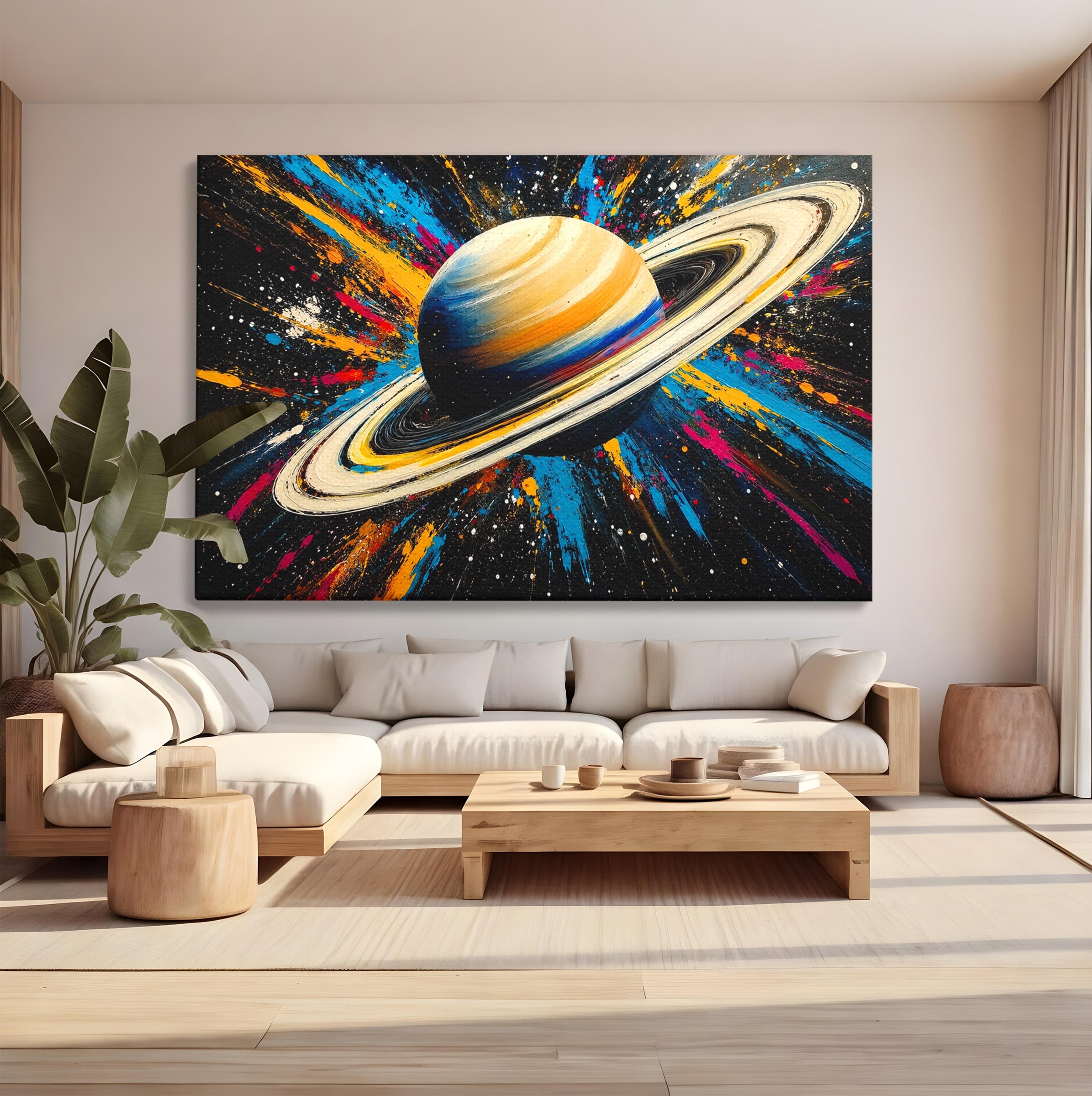 Tablou Canvas Premium LuxCanva® S1001, Inelul Cosmic, Planeta, Spatiu, Abstract, Univers, Living, Culori Vibrante