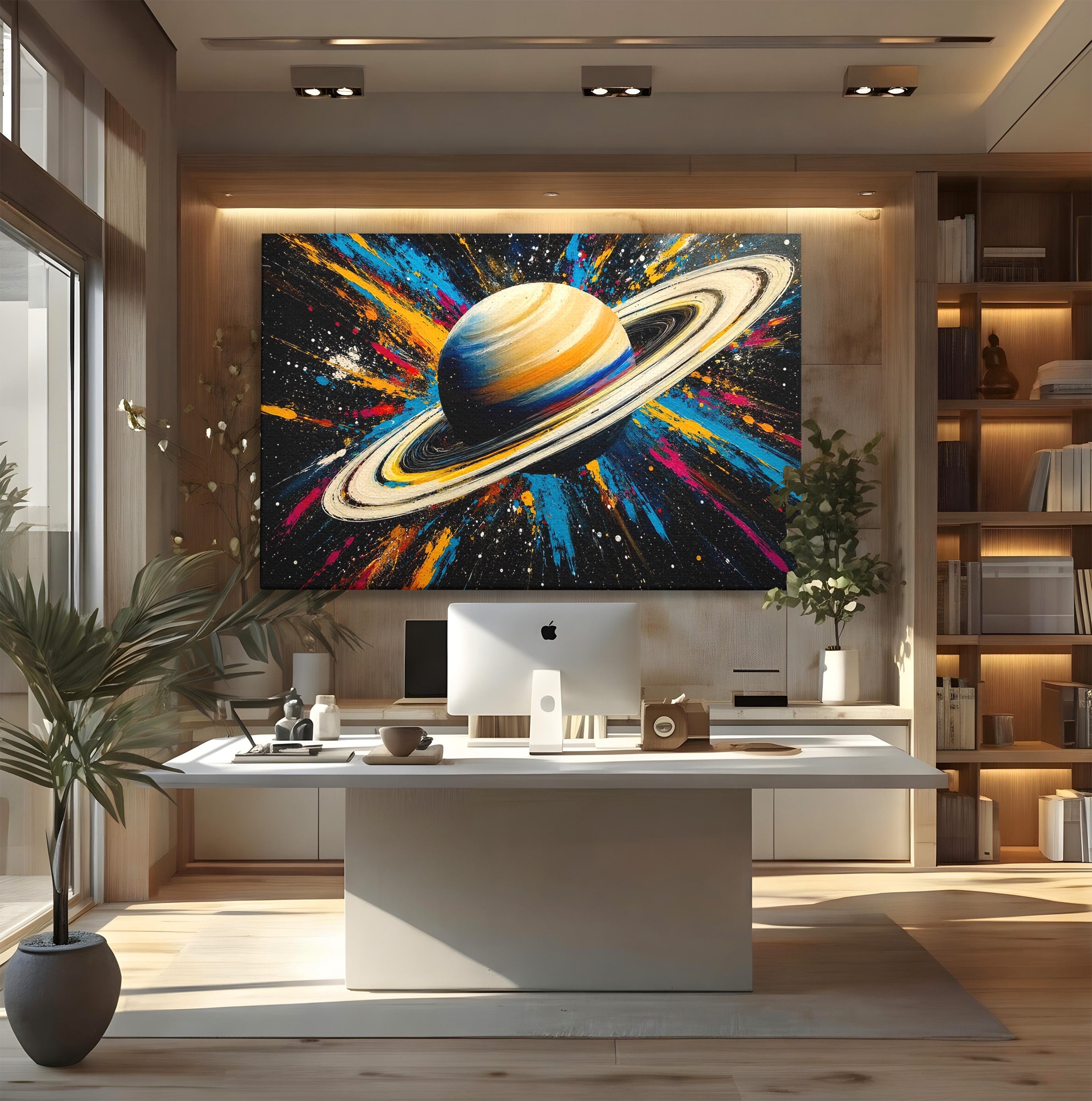 Tablou Canvas Premium LuxCanva® S1001, Inelul Cosmic, Planeta, Spatiu, Abstract, Univers, Living, Culori Vibrante