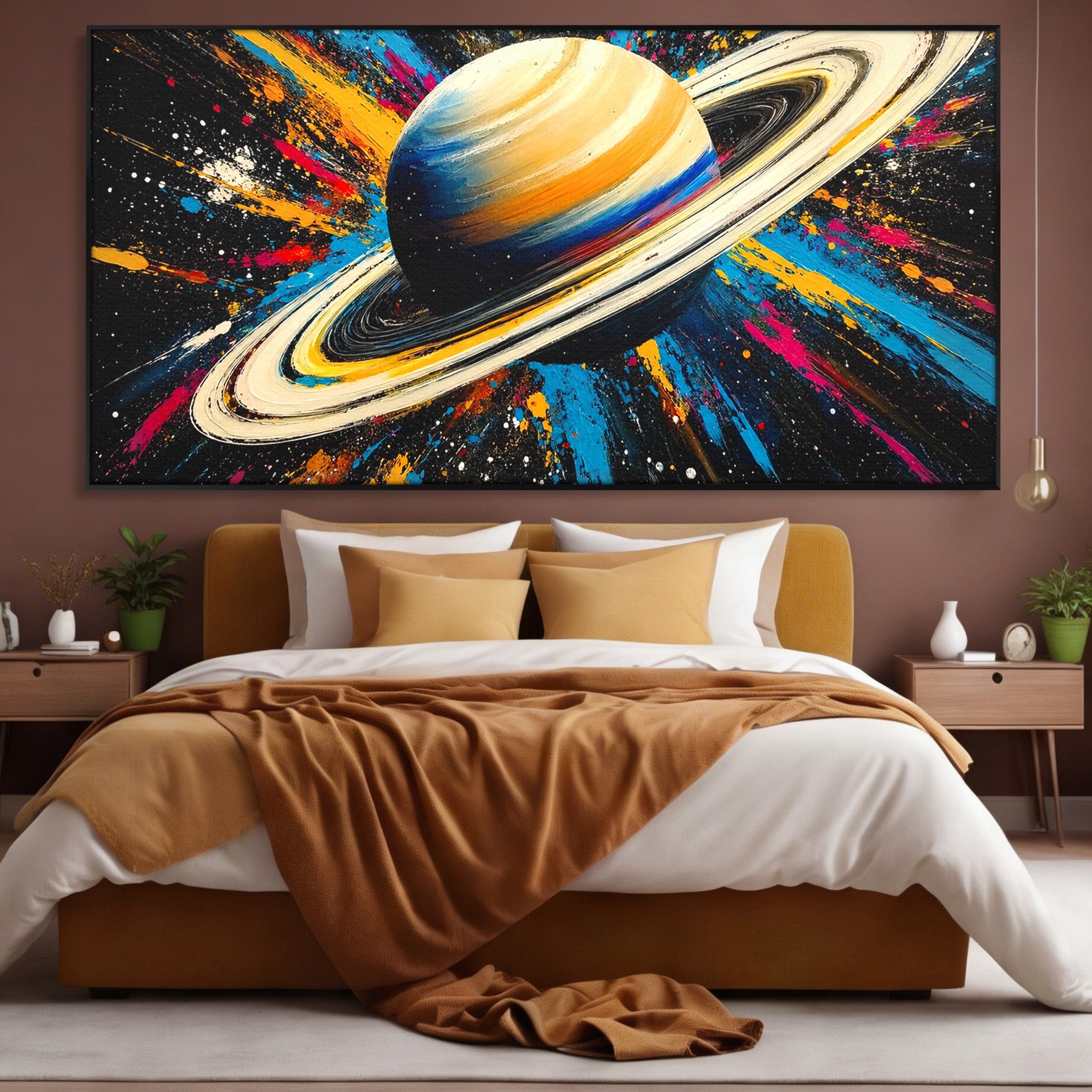 Tablou Canvas Premium LuxCanva® S1001, Inelul Cosmic, Planeta, Spatiu, Abstract, Univers, Living, Culori Vibrante