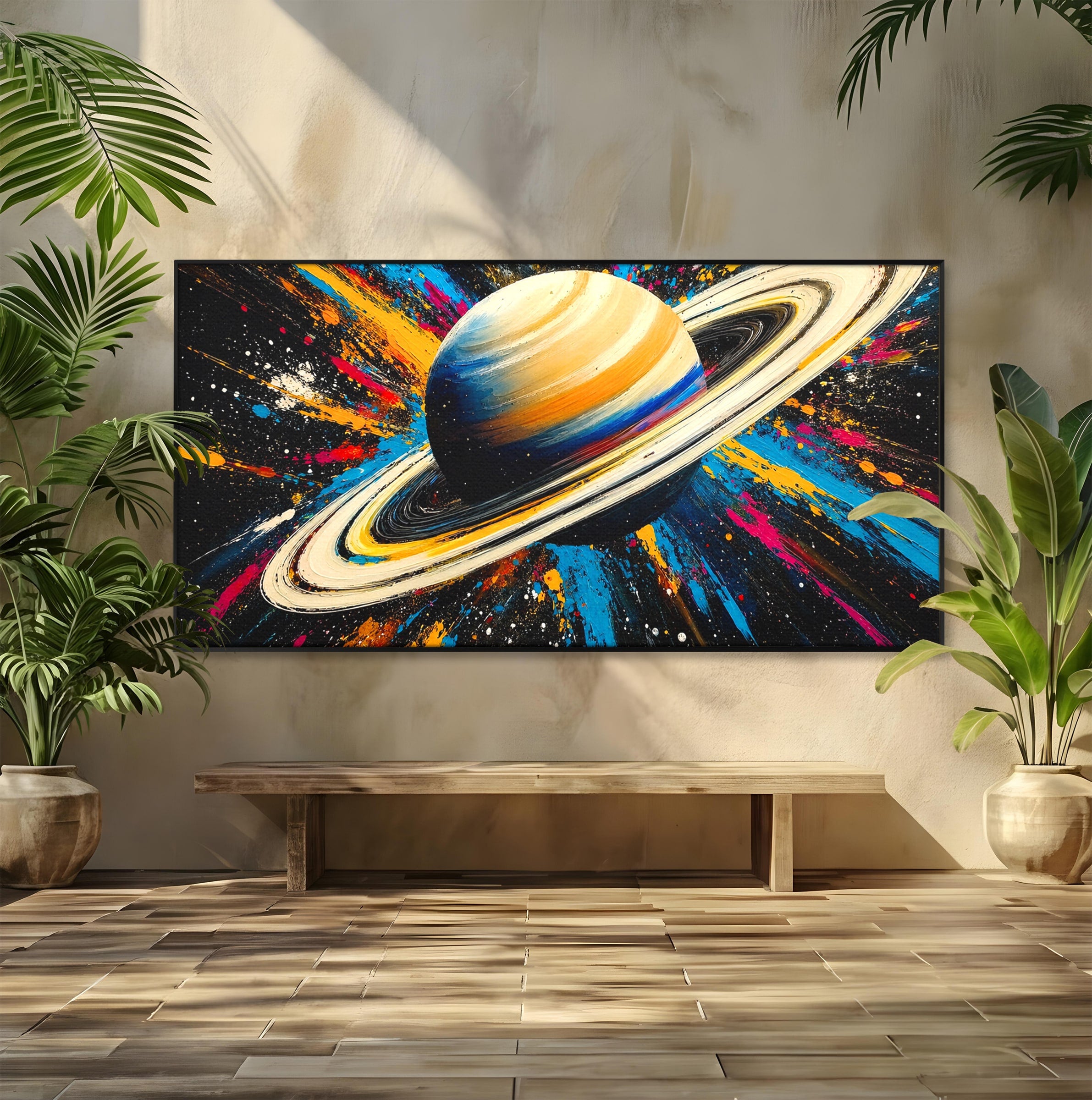 Tablou Canvas Premium LuxCanva® S1001, Inelul Cosmic, Planeta, Spatiu, Abstract, Univers, Living, Culori Vibrante