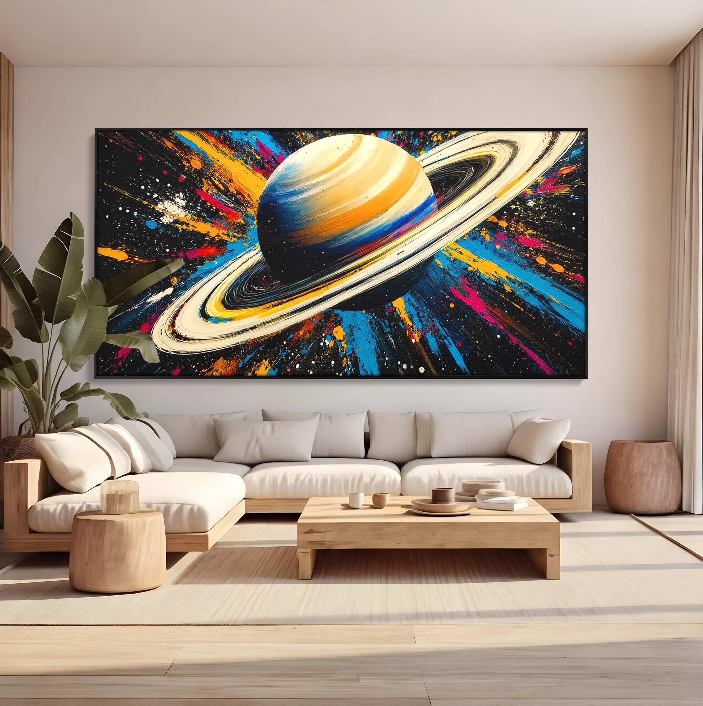 Tablou Canvas Premium LuxCanva® S1001, Inelul Cosmic, Planeta, Spatiu, Abstract, Univers, Living, Culori Vibrante