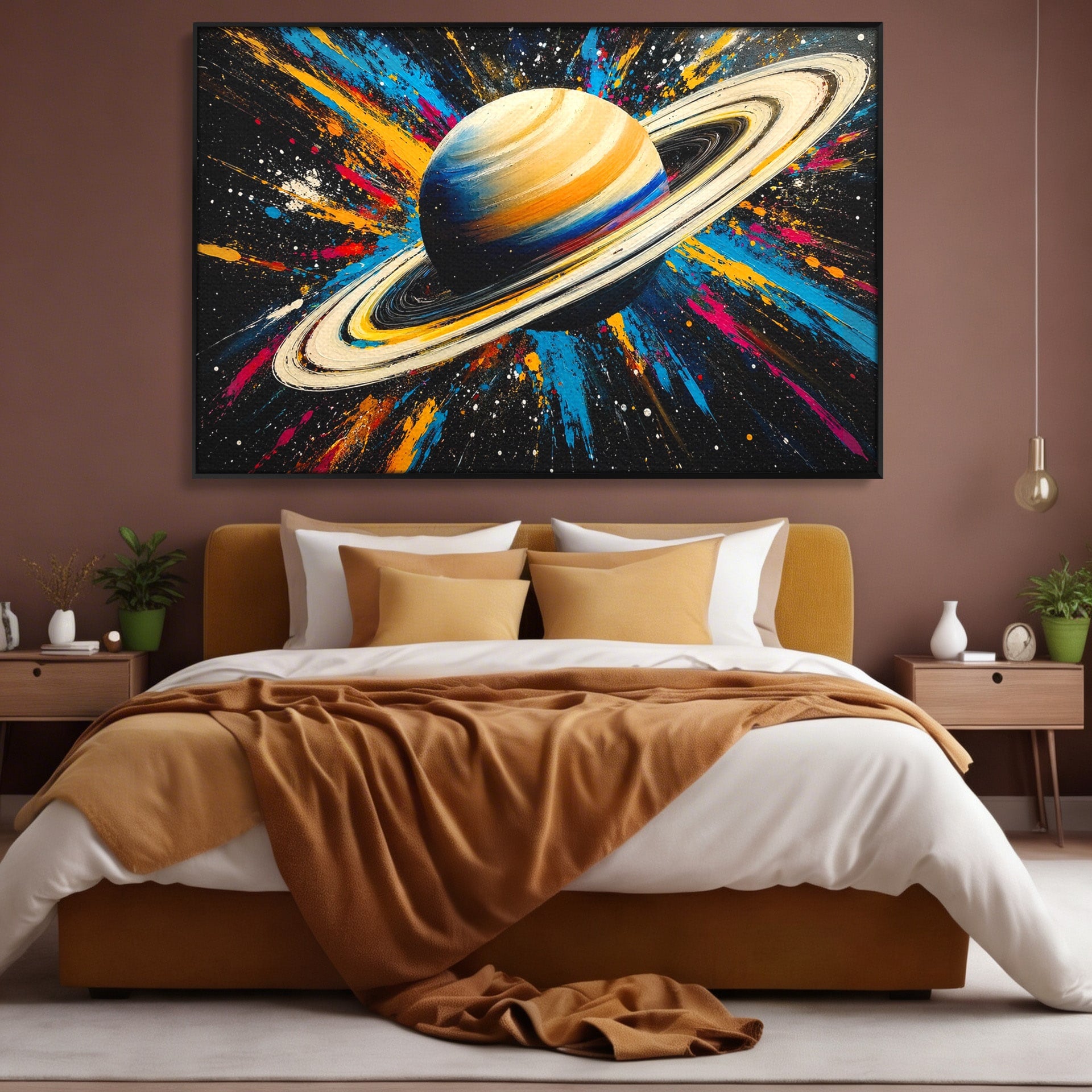 Tablou Canvas Premium LuxCanva® S1001, Inelul Cosmic, Planeta, Spatiu, Abstract, Univers, Living, Culori Vibrante