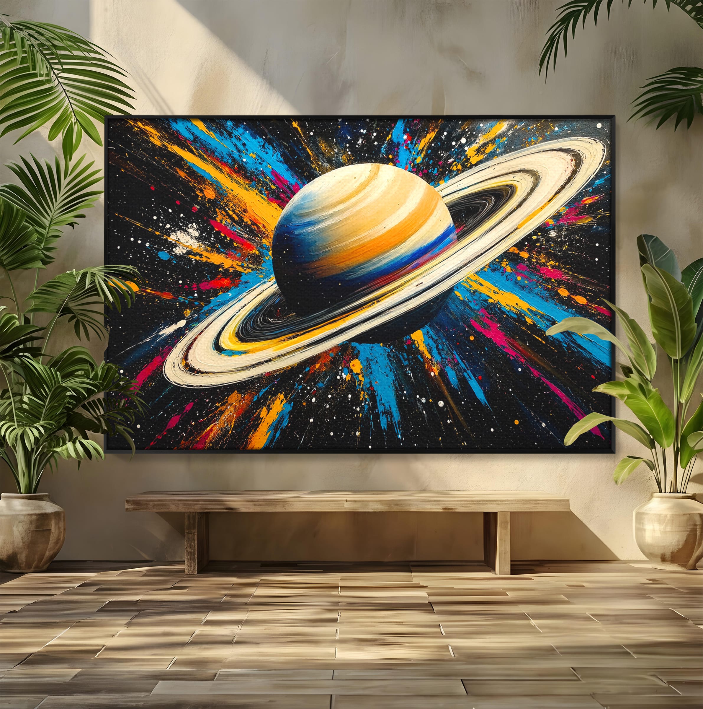 Tablou Canvas Premium LuxCanva® S1001, Inelul Cosmic, Planeta, Spatiu, Abstract, Univers, Living, Culori Vibrante