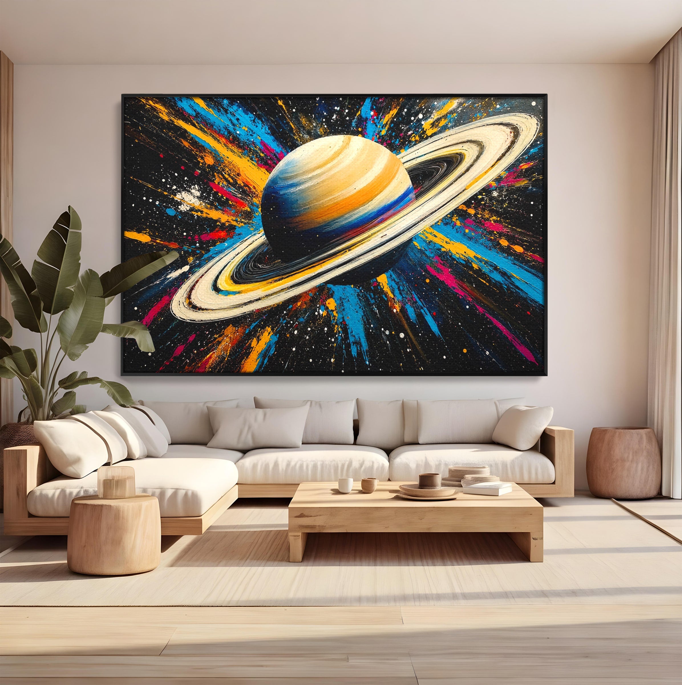 Tablou Canvas Premium LuxCanva® S1001, Inelul Cosmic, Planeta, Spatiu, Abstract, Univers, Living, Culori Vibrante
