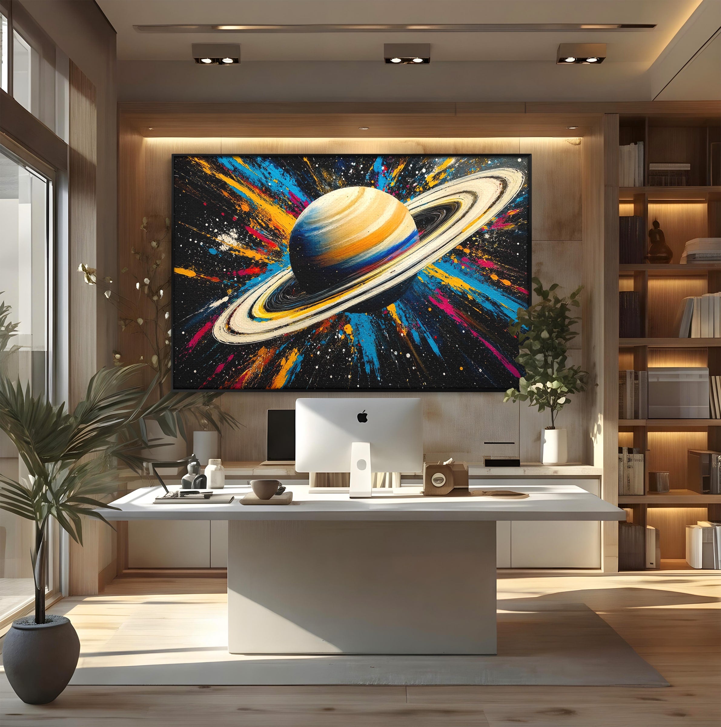 Tablou Canvas Premium LuxCanva® S1001, Inelul Cosmic, Planeta, Spatiu, Abstract, Univers, Living, Culori Vibrante