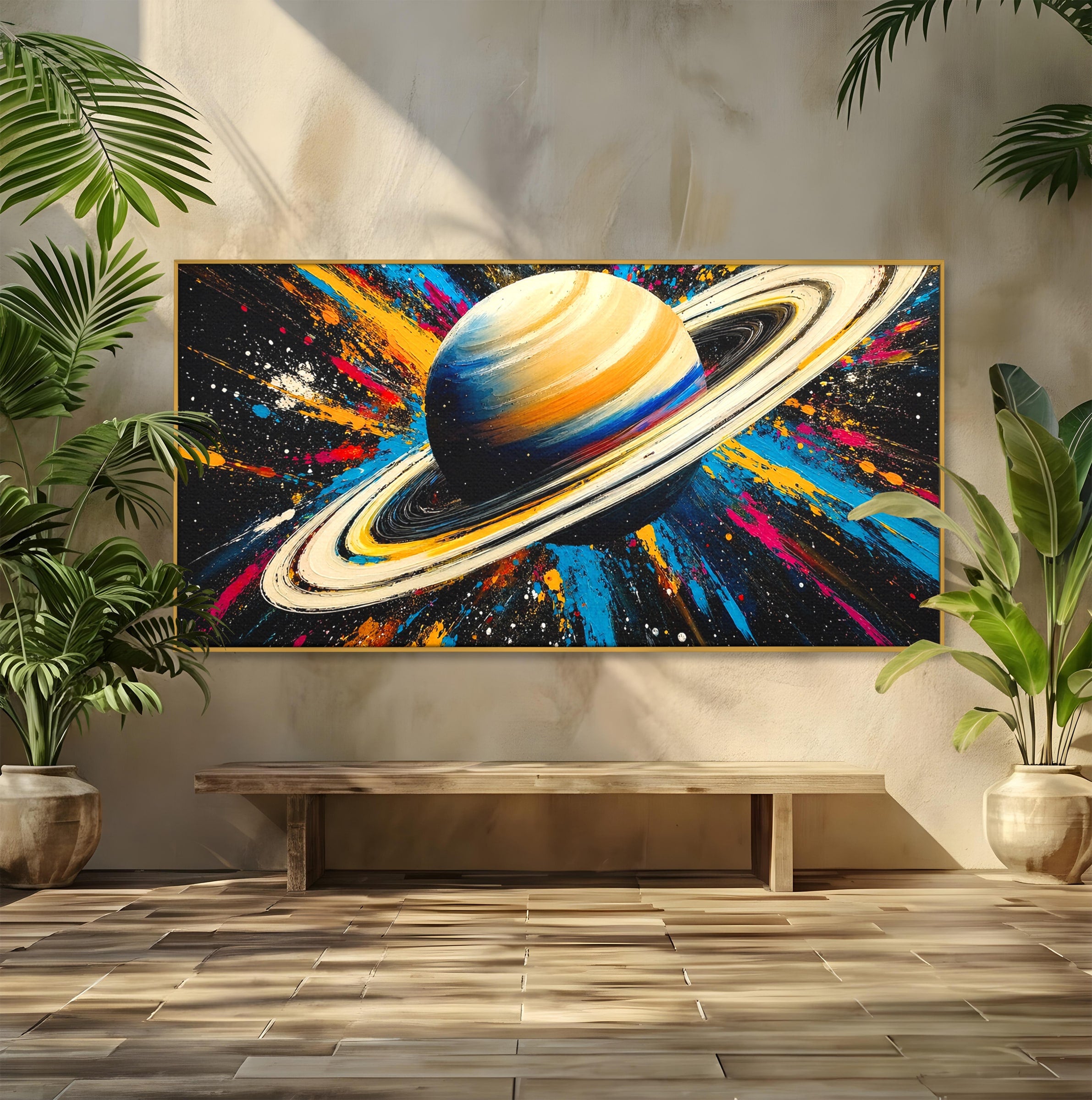 Tablou Canvas Premium LuxCanva® S1001, Inelul Cosmic, Planeta, Spatiu, Abstract, Univers, Living, Culori Vibrante