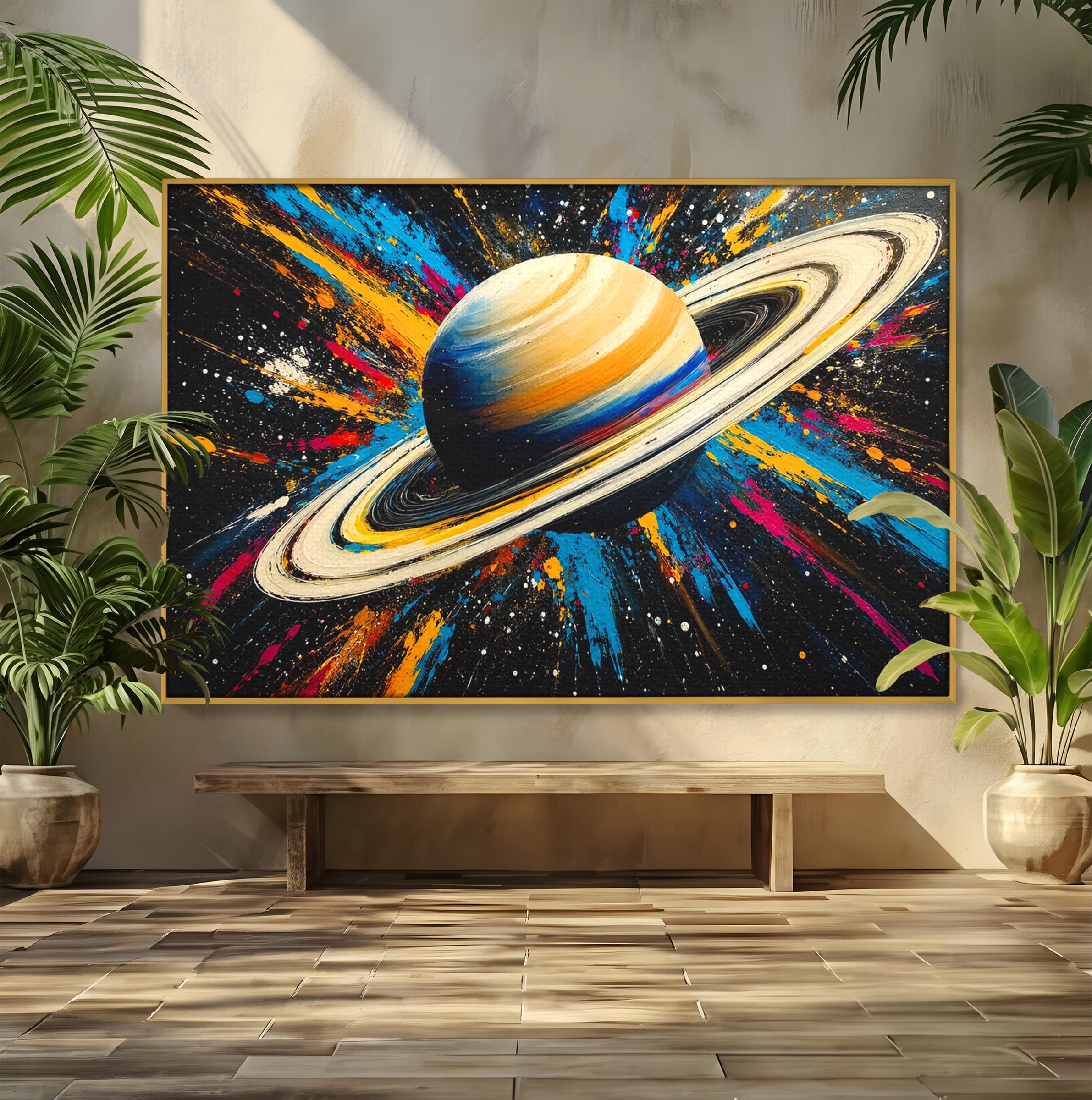 Tablou Canvas Premium LuxCanva® S1001, Inelul Cosmic, Planeta, Spatiu, Abstract, Univers, Living, Culori Vibrante