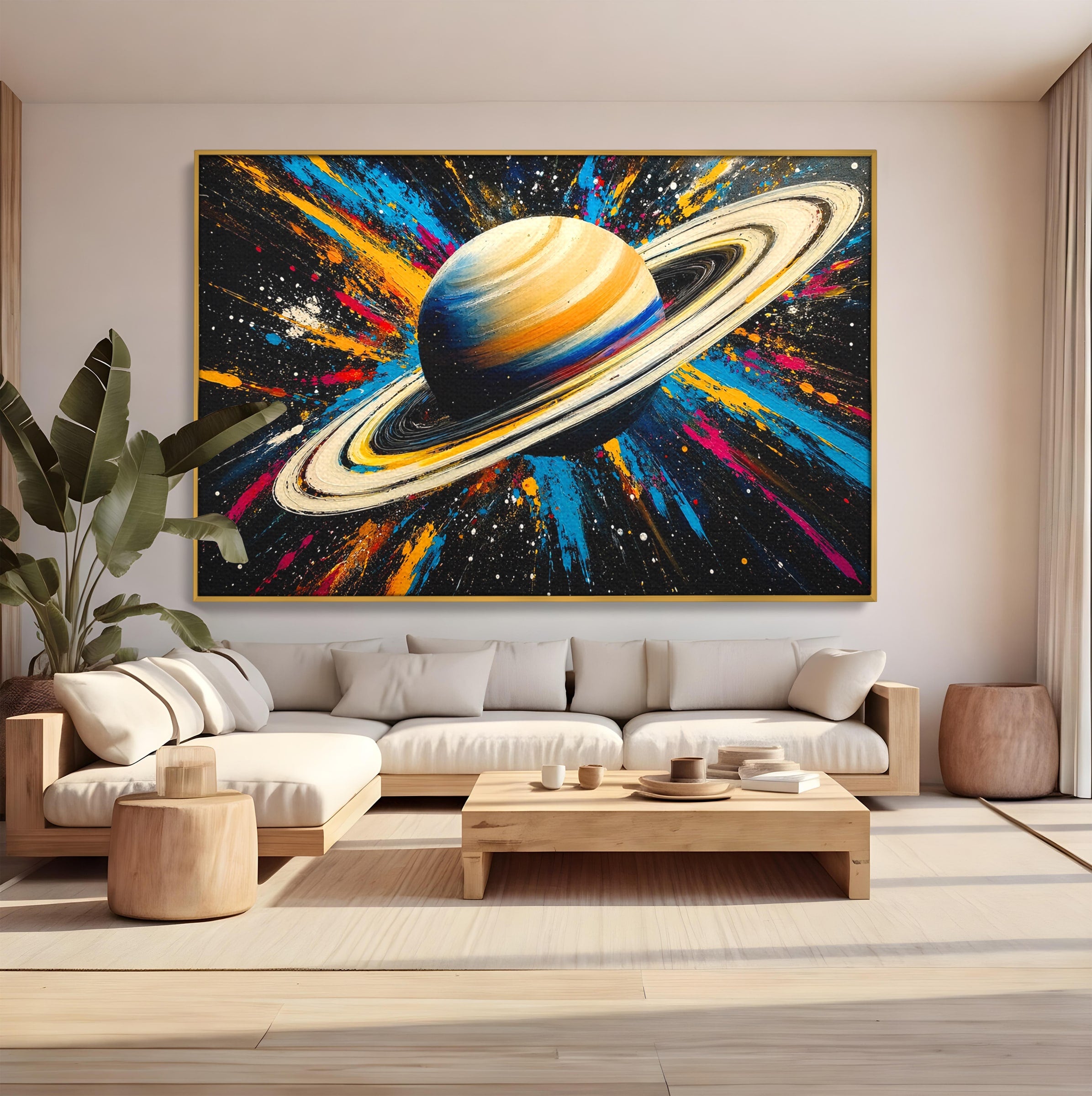 Tablou Canvas Premium LuxCanva® S1001, Inelul Cosmic, Planeta, Spatiu, Abstract, Univers, Living, Culori Vibrante