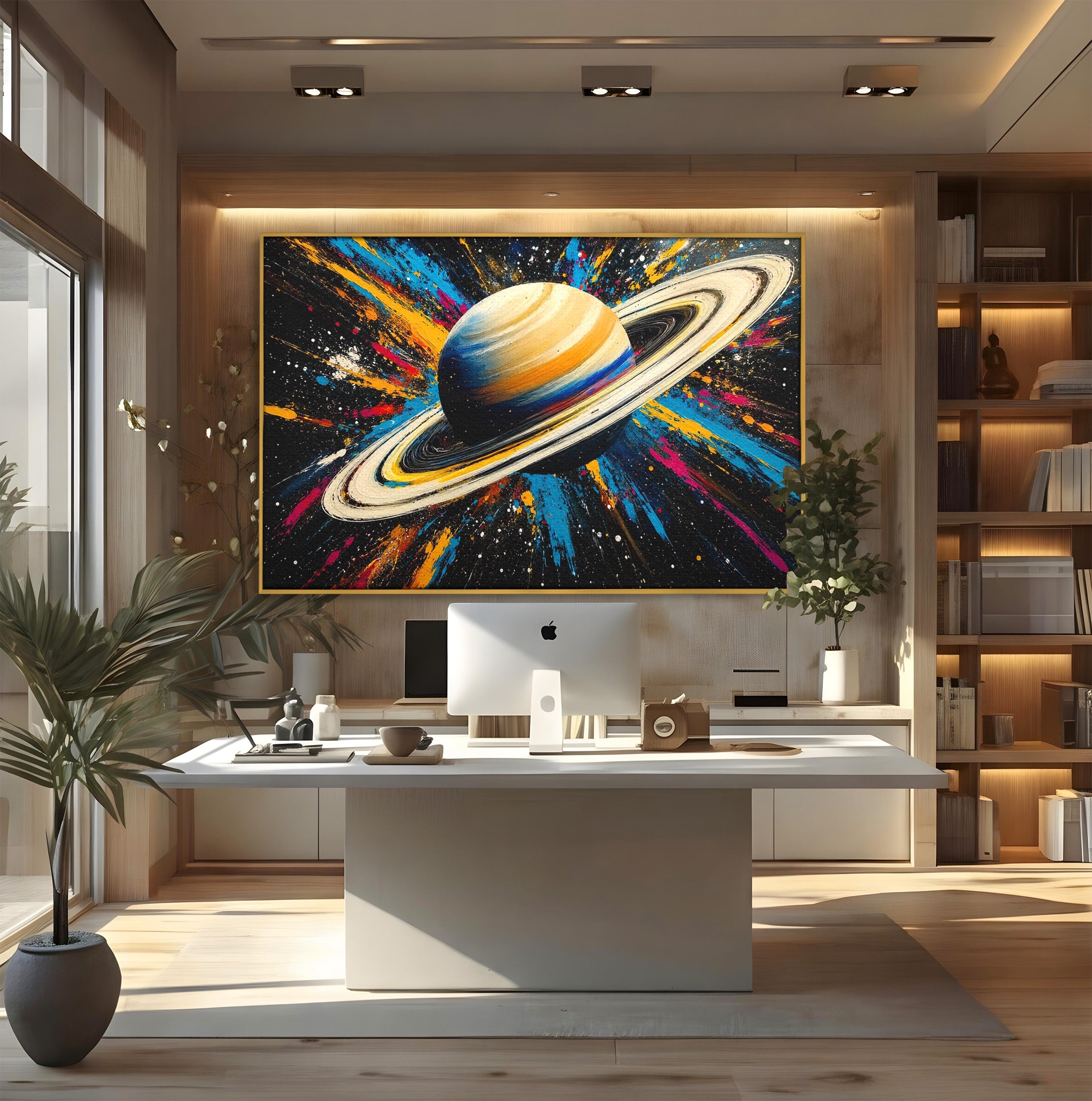 Tablou Canvas Premium LuxCanva® S1001, Inelul Cosmic, Planeta, Spatiu, Abstract, Univers, Living, Culori Vibrante