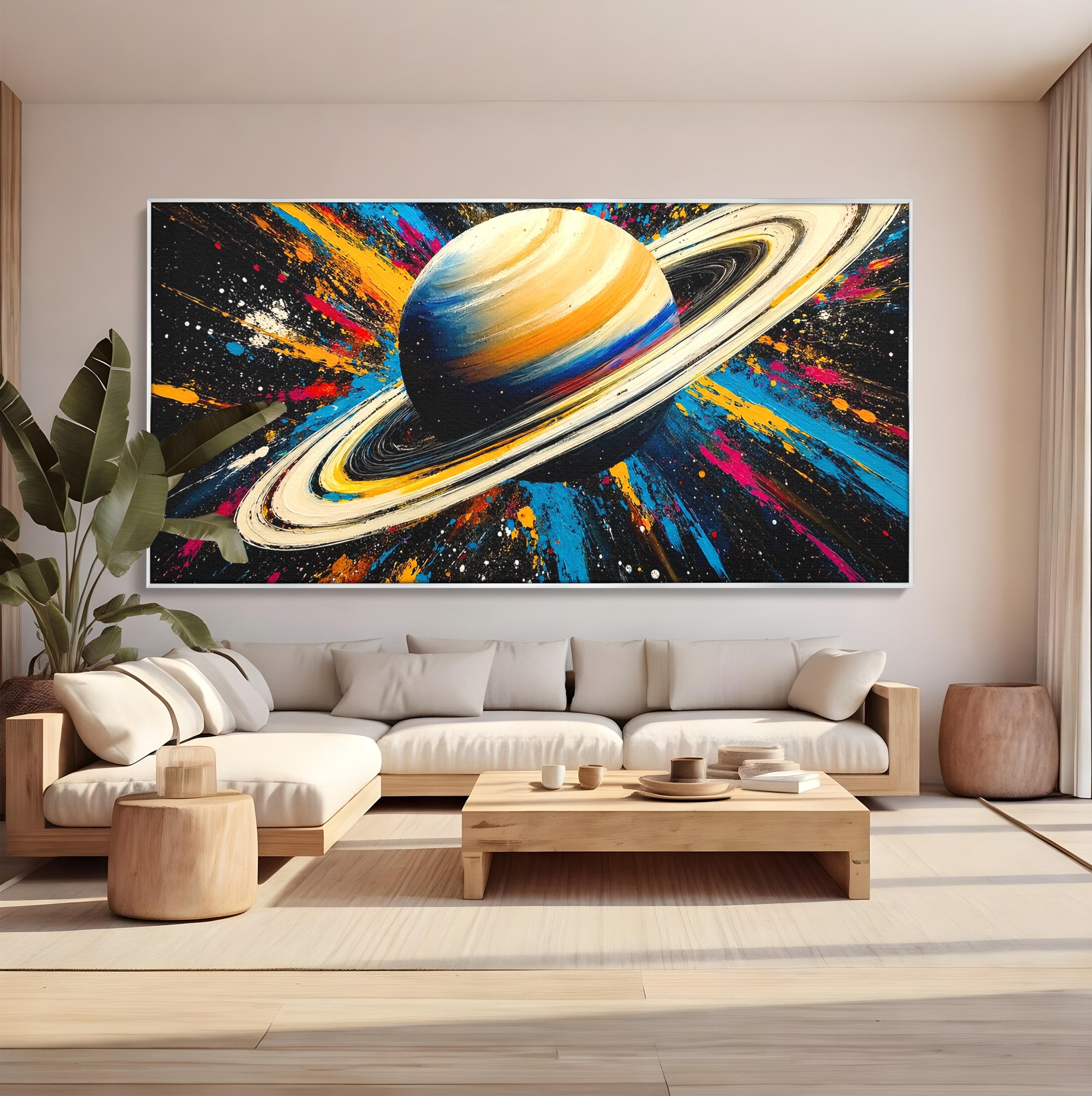Tablou Canvas Premium LuxCanva® S1001, Inelul Cosmic, Planeta, Spatiu, Abstract, Univers, Living, Culori Vibrante