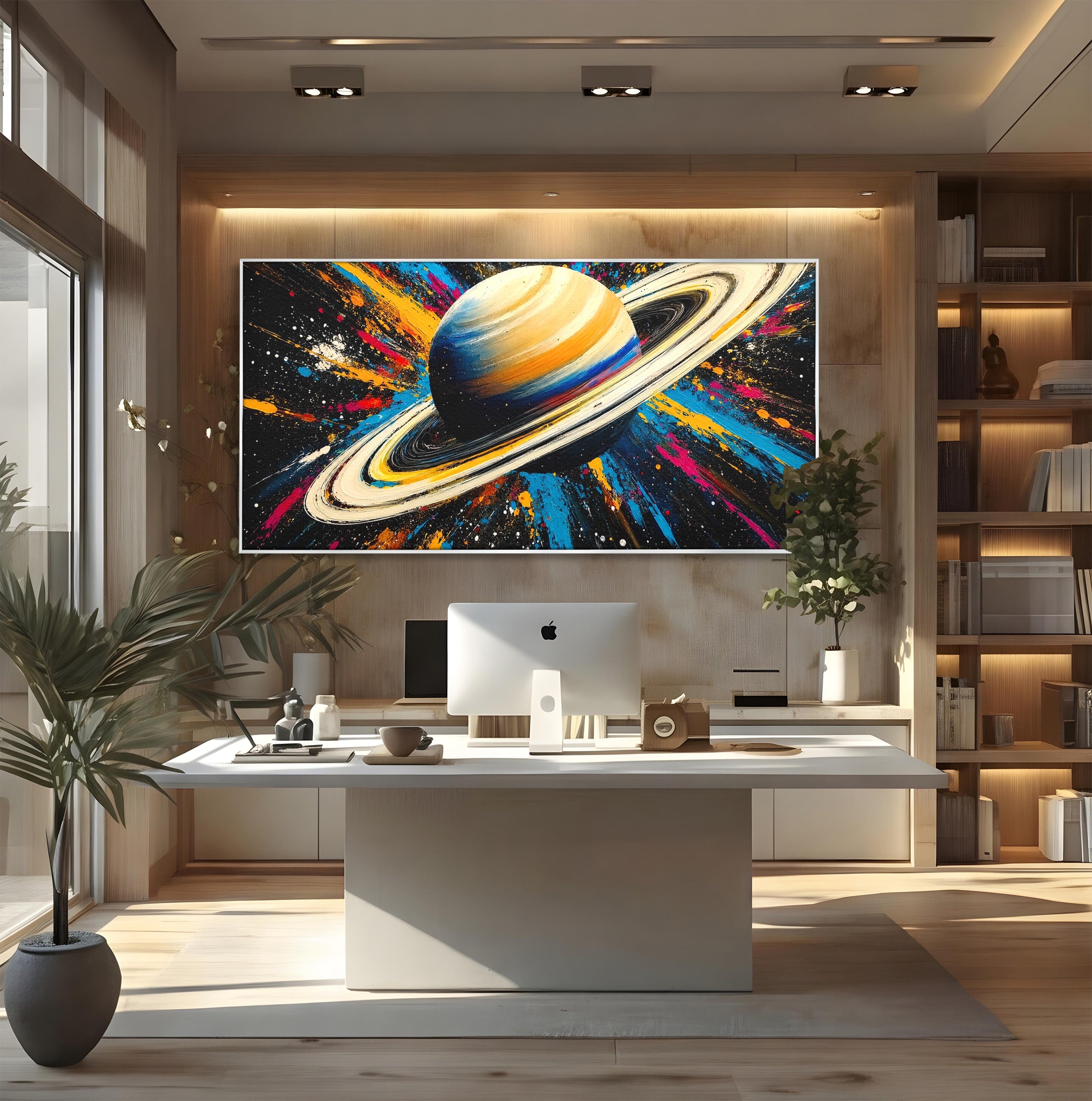 Tablou Canvas Premium LuxCanva® S1001, Inelul Cosmic, Planeta, Spatiu, Abstract, Univers, Living, Culori Vibrante
