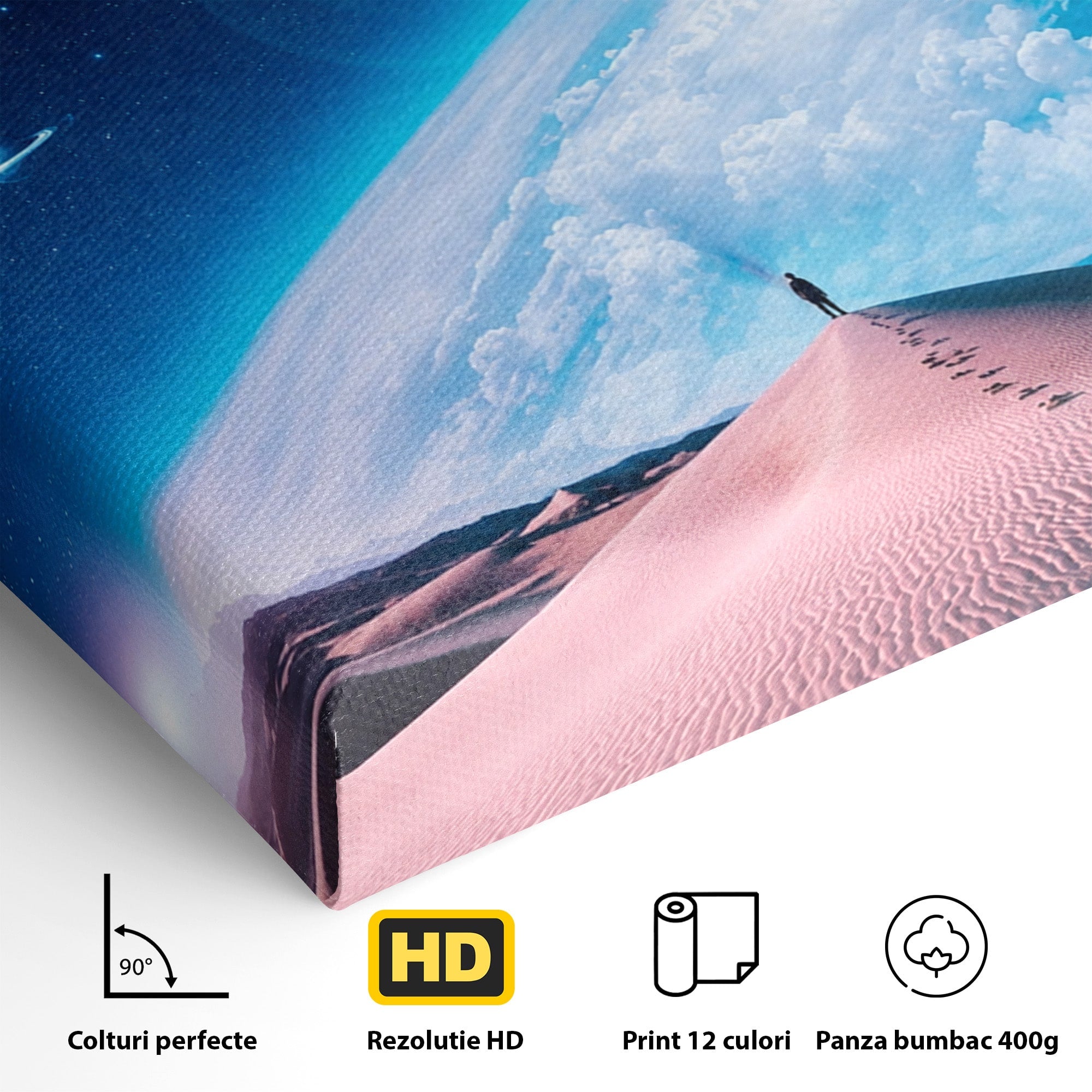 Tablou Canvas Premium LuxCanva® S1002, Lumina Cosmică, Spatiu, Desert, Stele, Univers, Fantezie, Living, Dormitor, Culori Vibrante