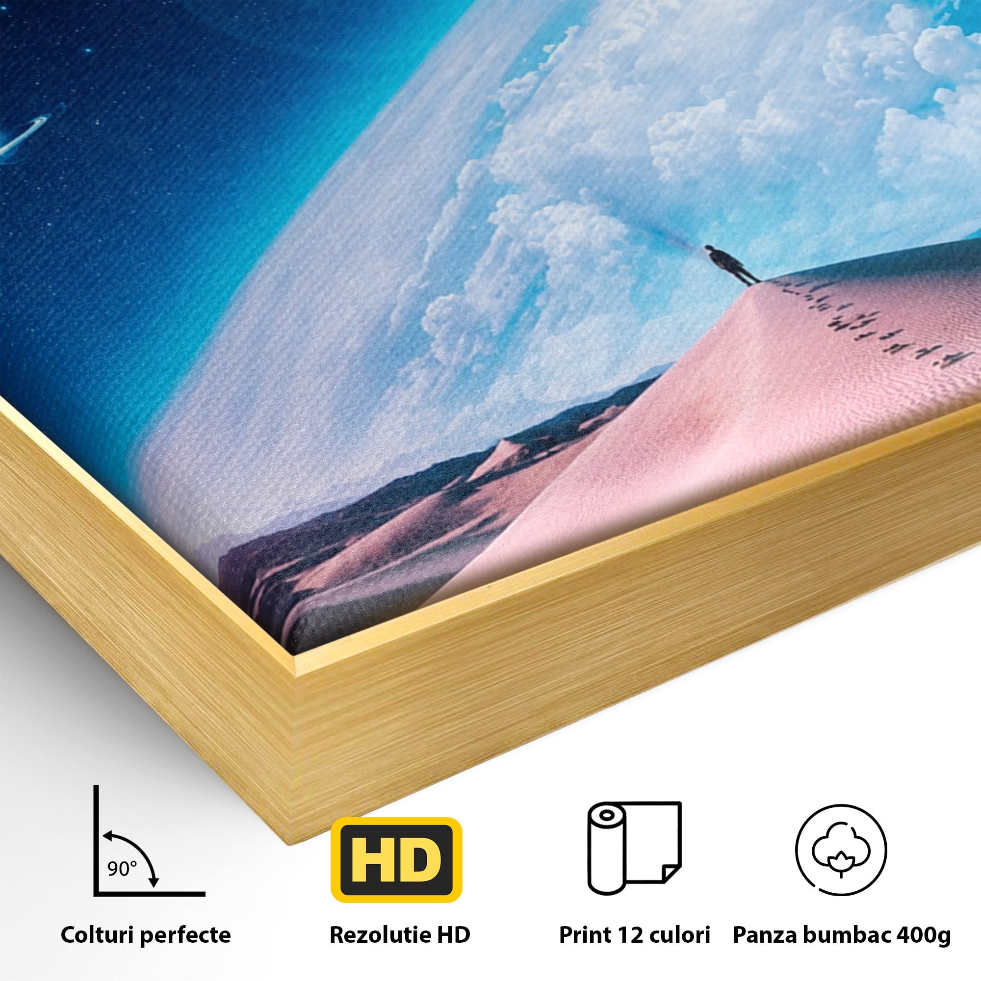 Tablou Canvas Premium LuxCanva® S1002, Lumina Cosmică, Spatiu, Desert, Stele, Univers, Fantezie, Living, Dormitor, Culori Vibrante