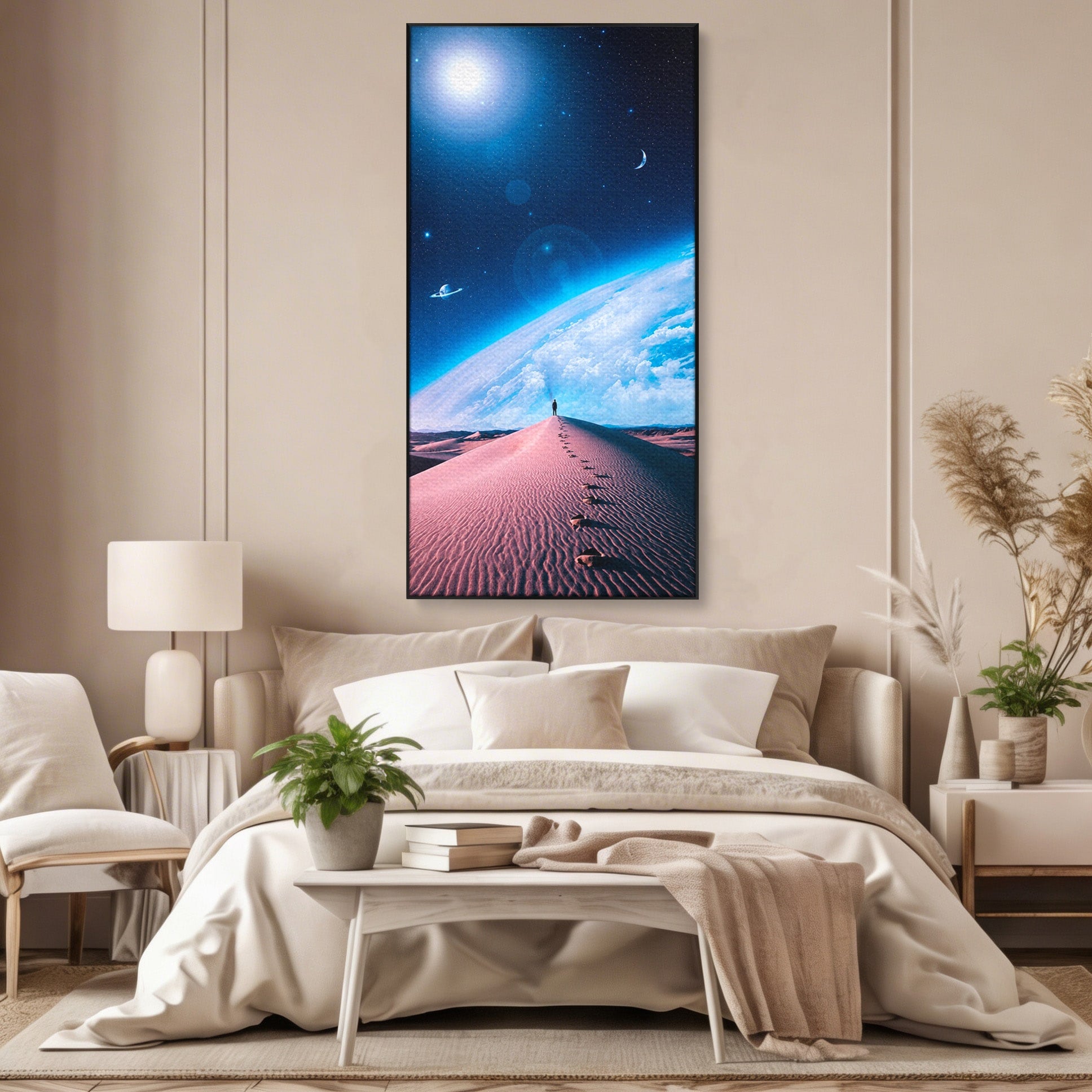 Tablou Canvas Premium LuxCanva® S1002, Lumina Cosmică, Spatiu, Desert, Stele, Univers, Fantezie, Living, Dormitor, Culori Vibrante