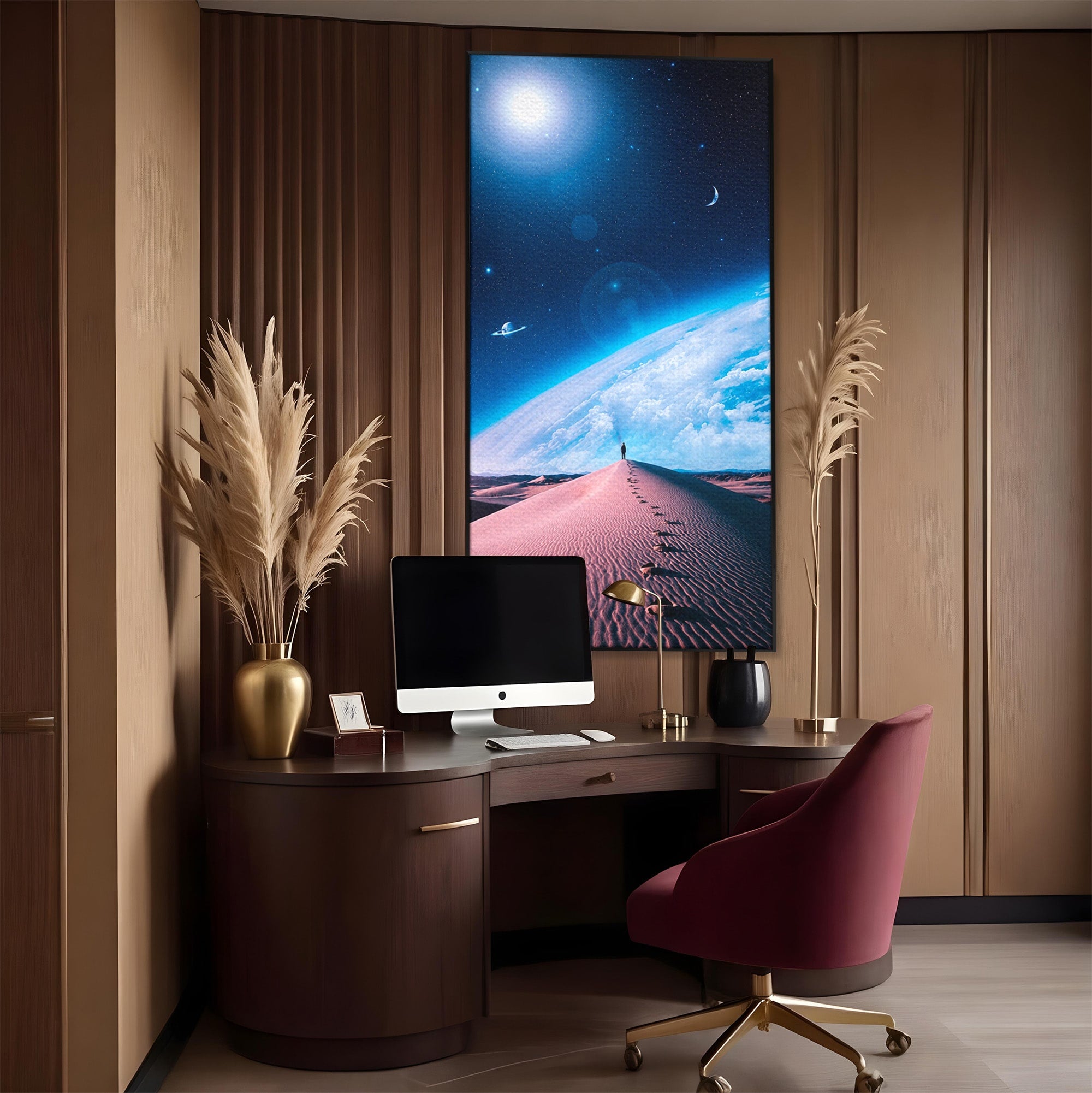 Tablou Canvas Premium LuxCanva® S1002, Lumina Cosmică, Spatiu, Desert, Stele, Univers, Fantezie, Living, Dormitor, Culori Vibrante