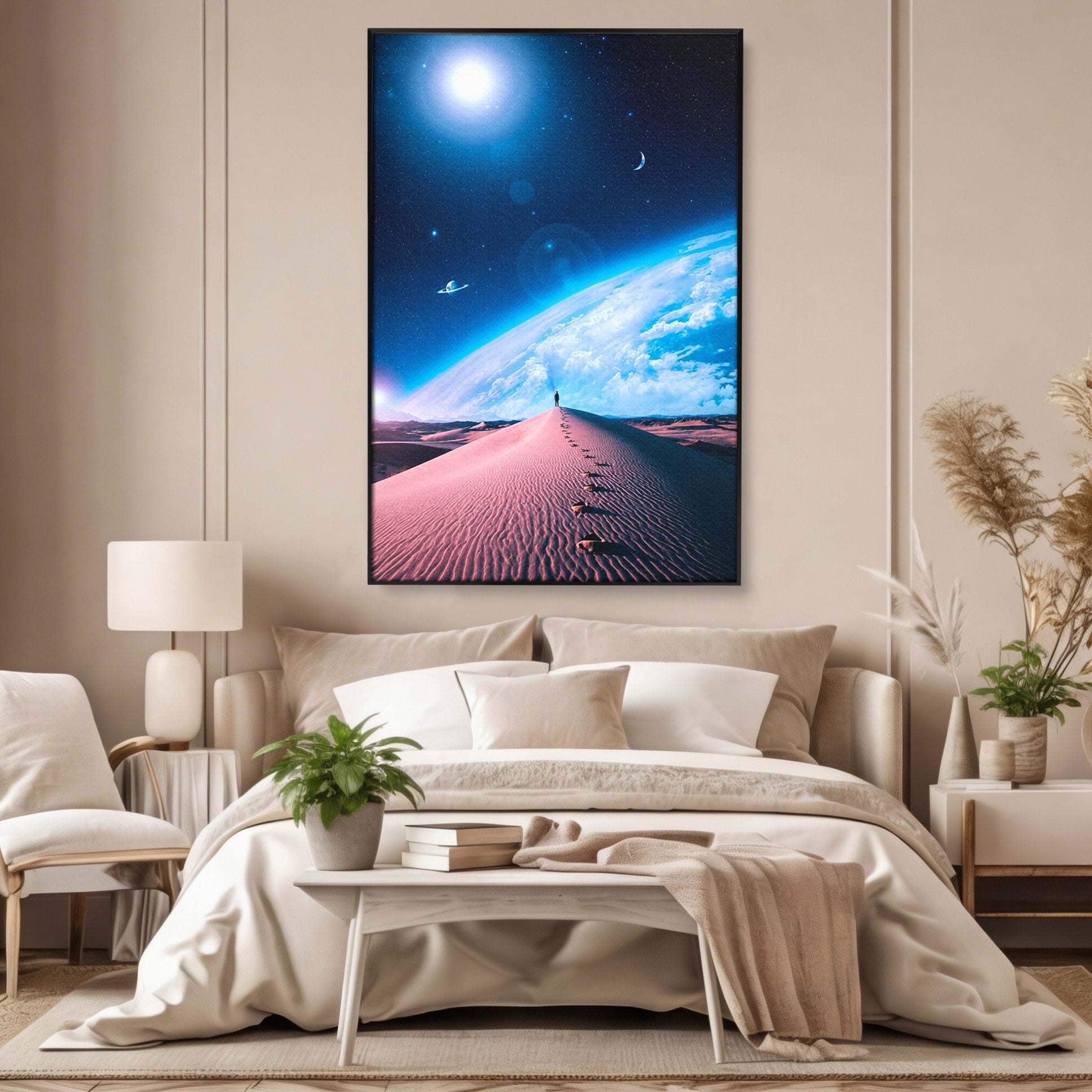 Tablou Canvas Premium LuxCanva® S1002, Lumina Cosmică, Spatiu, Desert, Stele, Univers, Fantezie, Living, Dormitor, Culori Vibrante